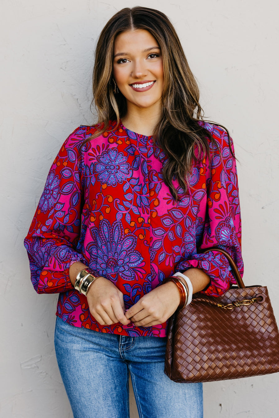 The Pearl Print Button Blouse