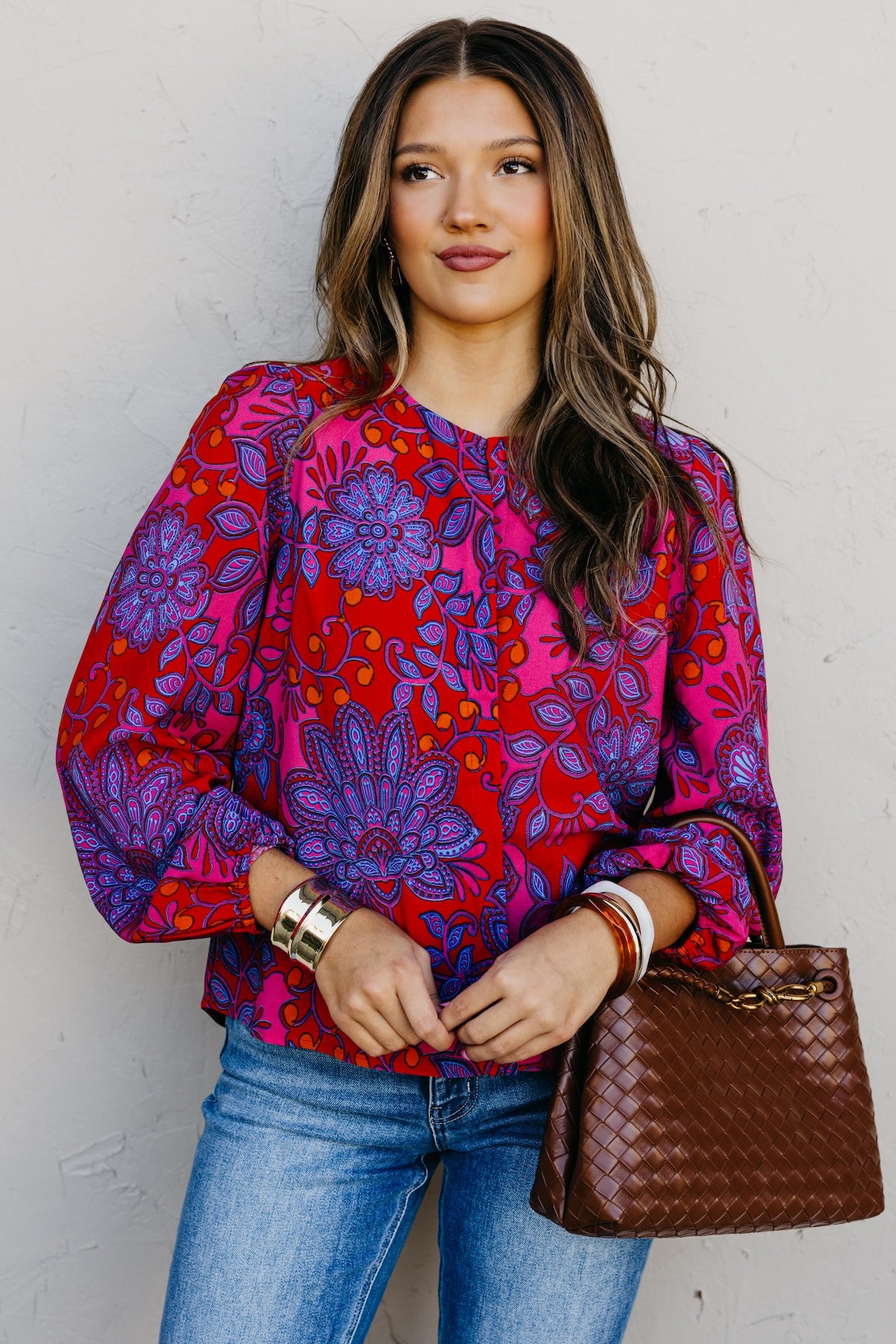 The Pearl Print Button Blouse