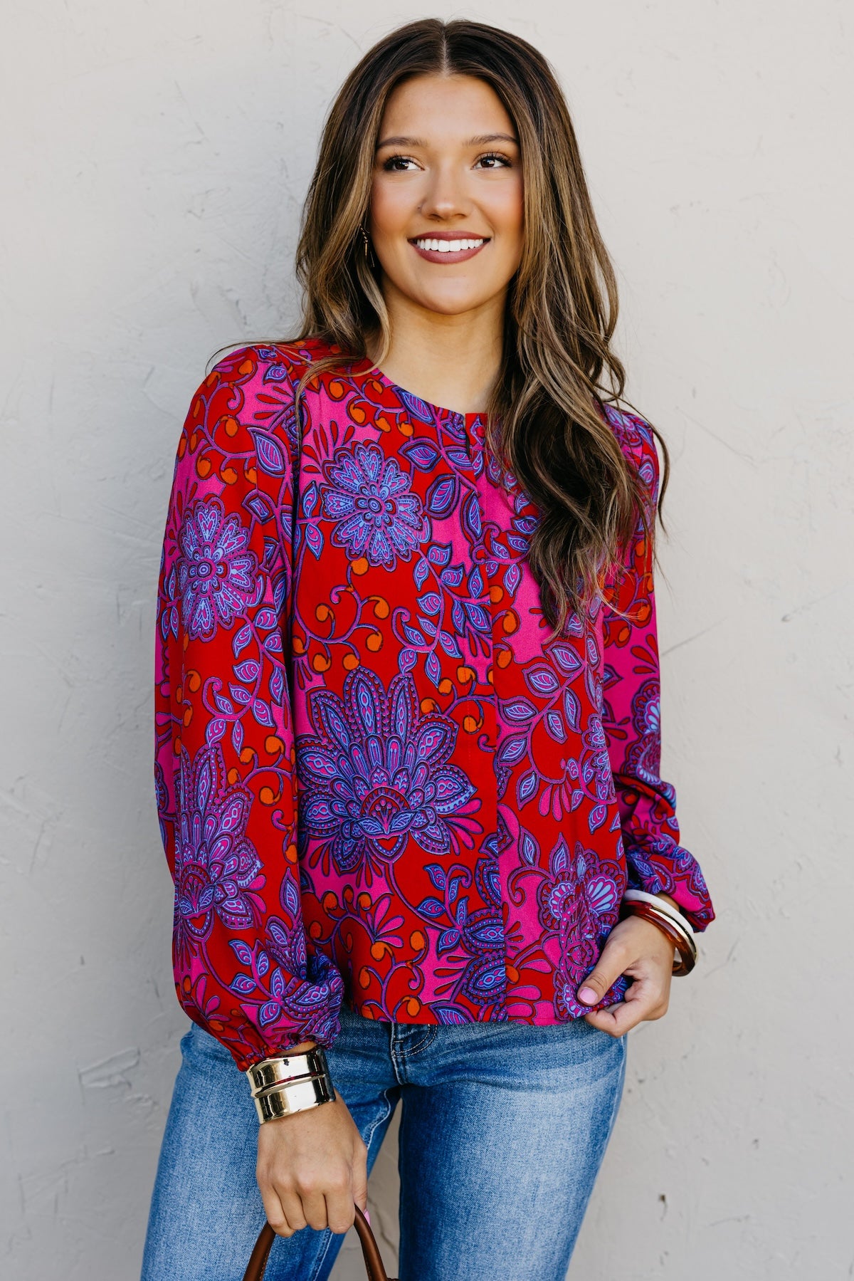 The Pearl Print Button Blouse