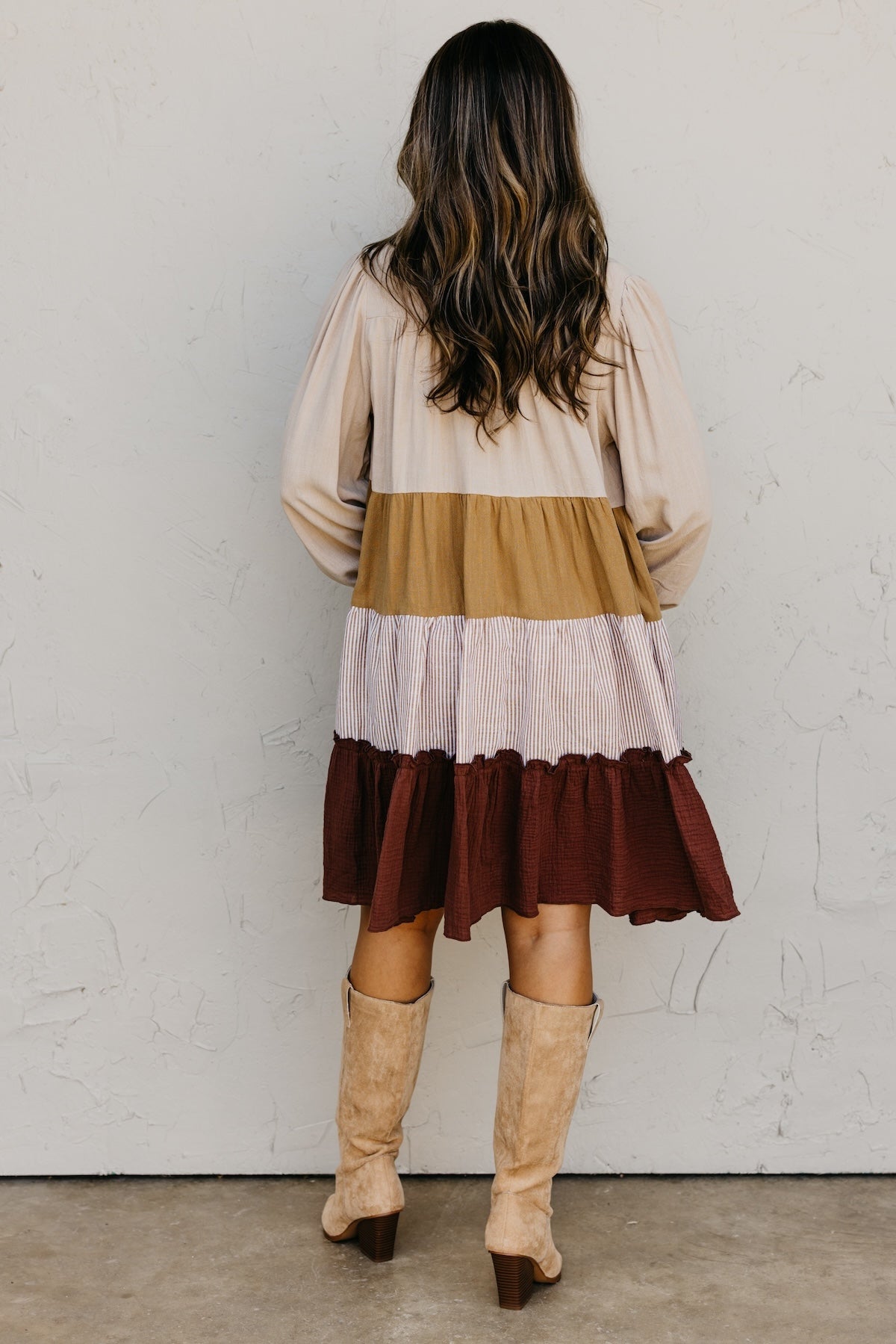 The Lo Tiered Mix Media Woven Mini Dress