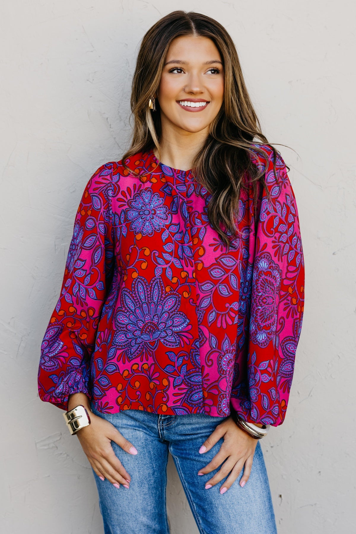 The Pearl Print Button Blouse