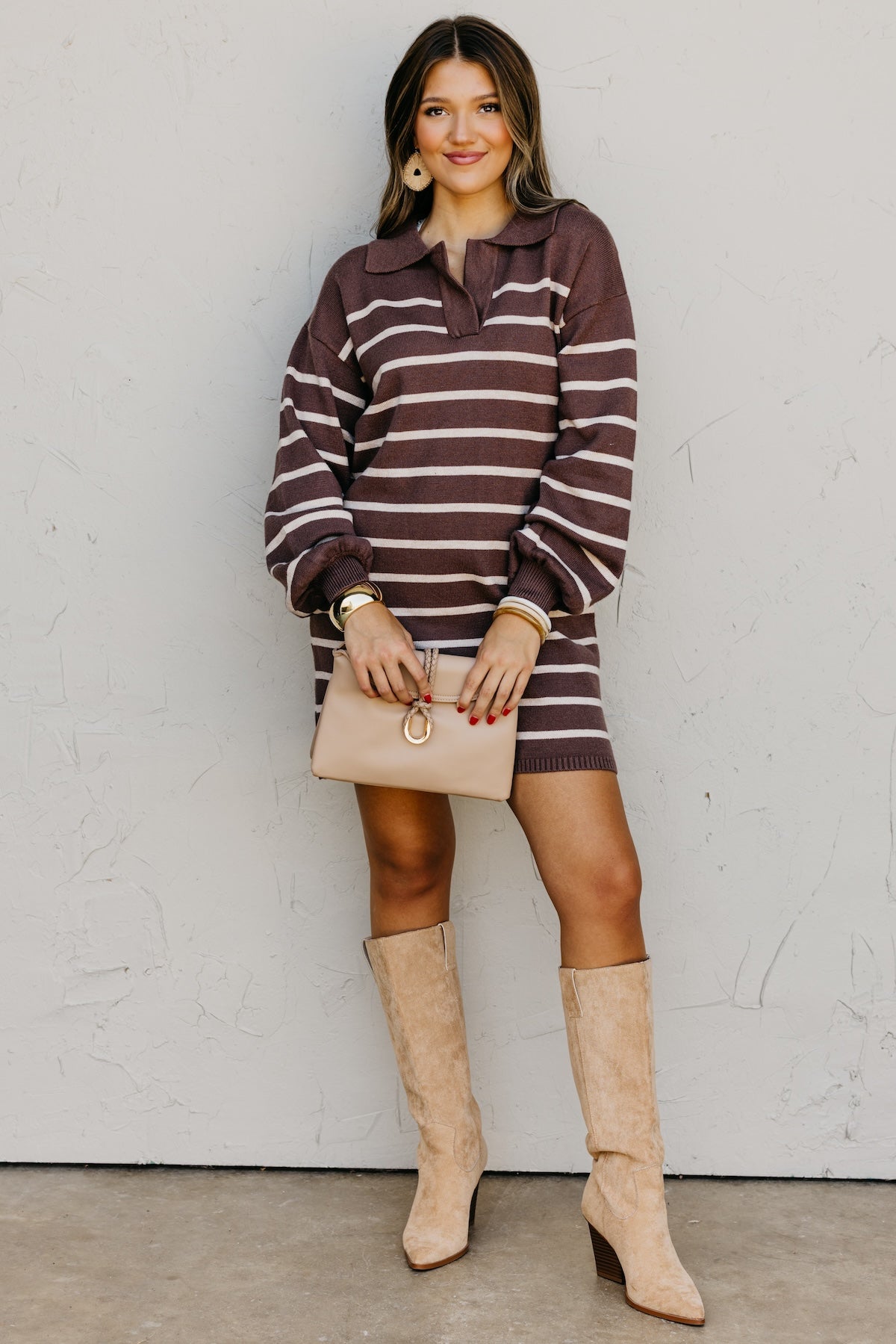 The Rhodes Striped Mini Sweater Dress