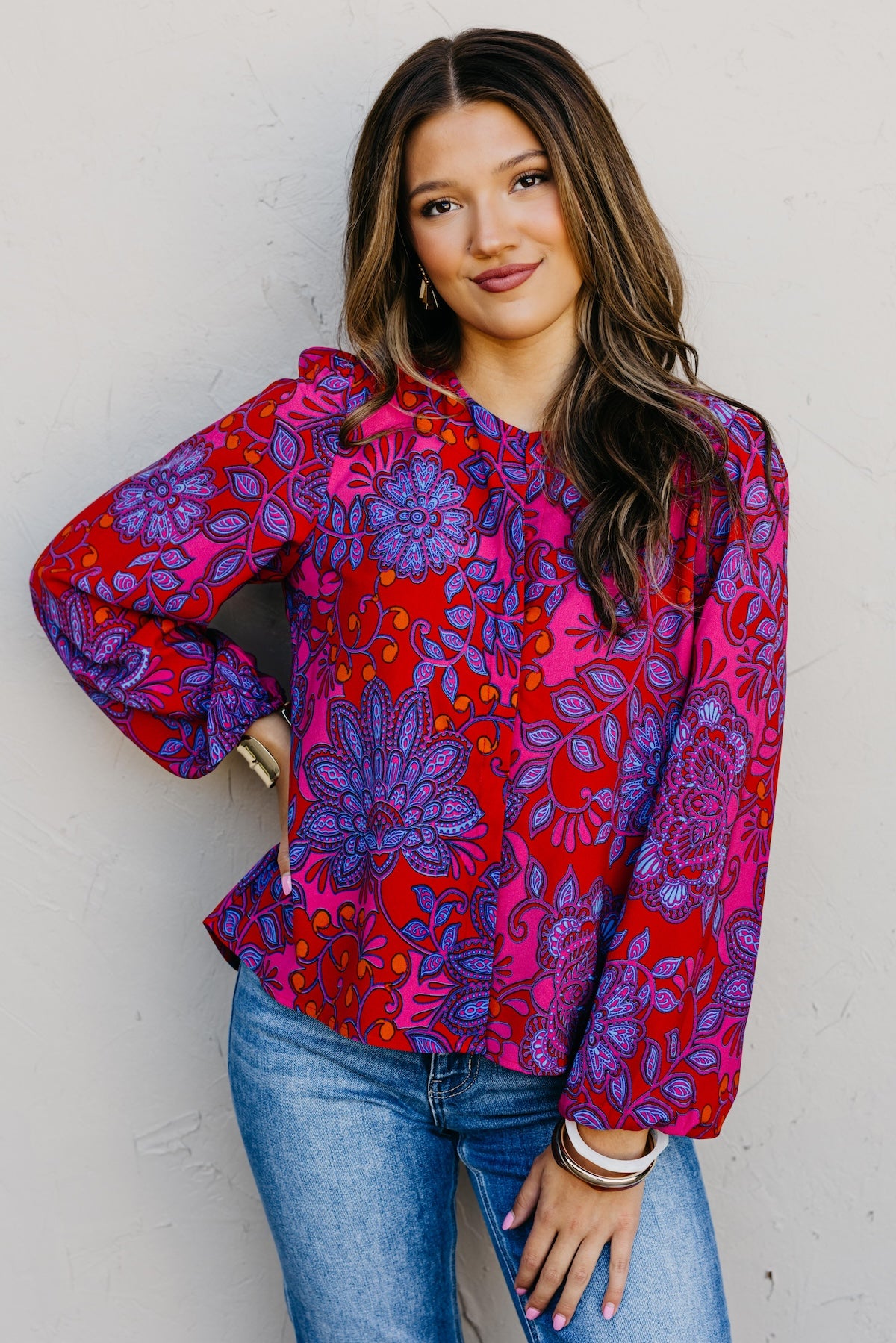 The Pearl Print Button Blouse
