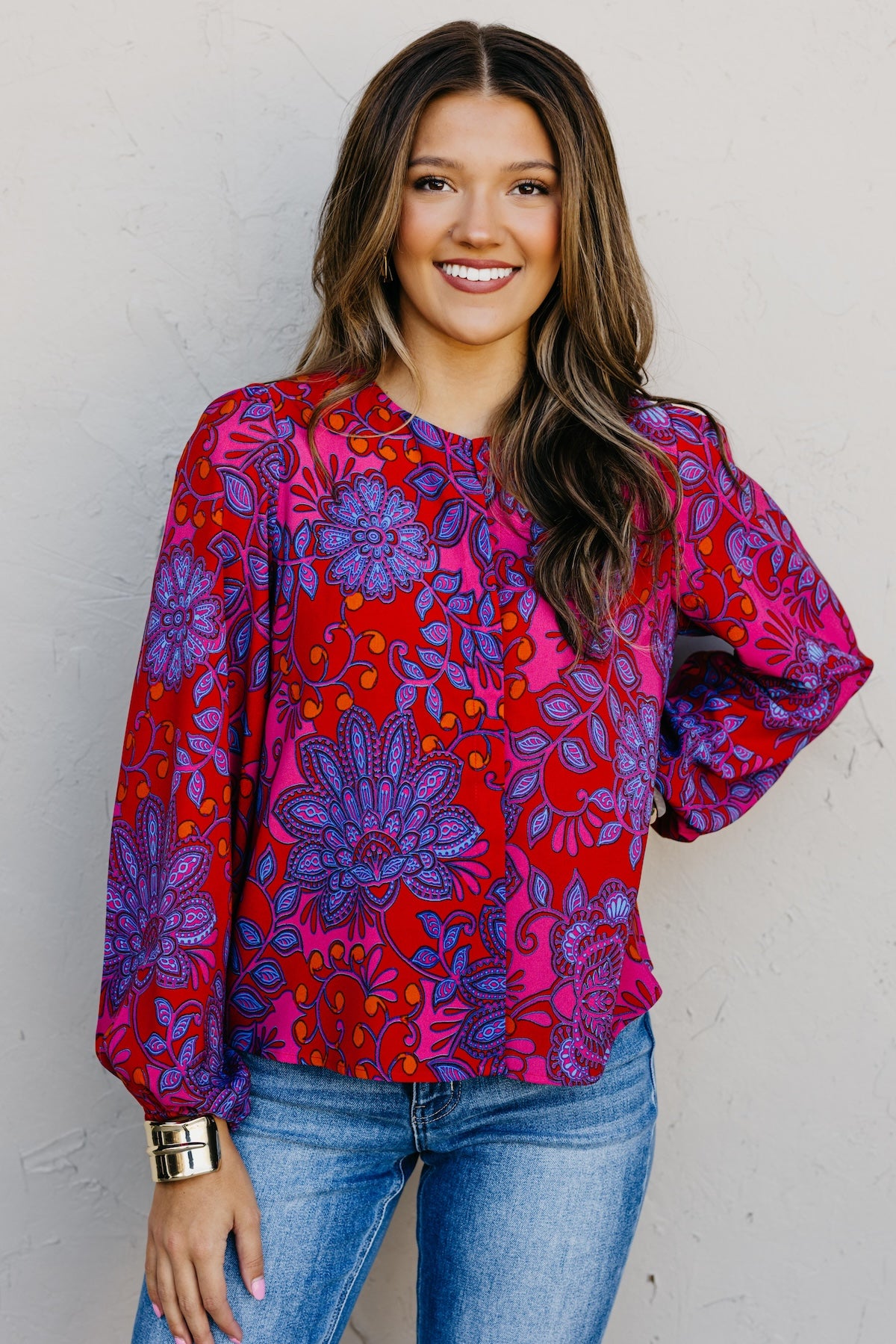 The Pearl Print Button Blouse