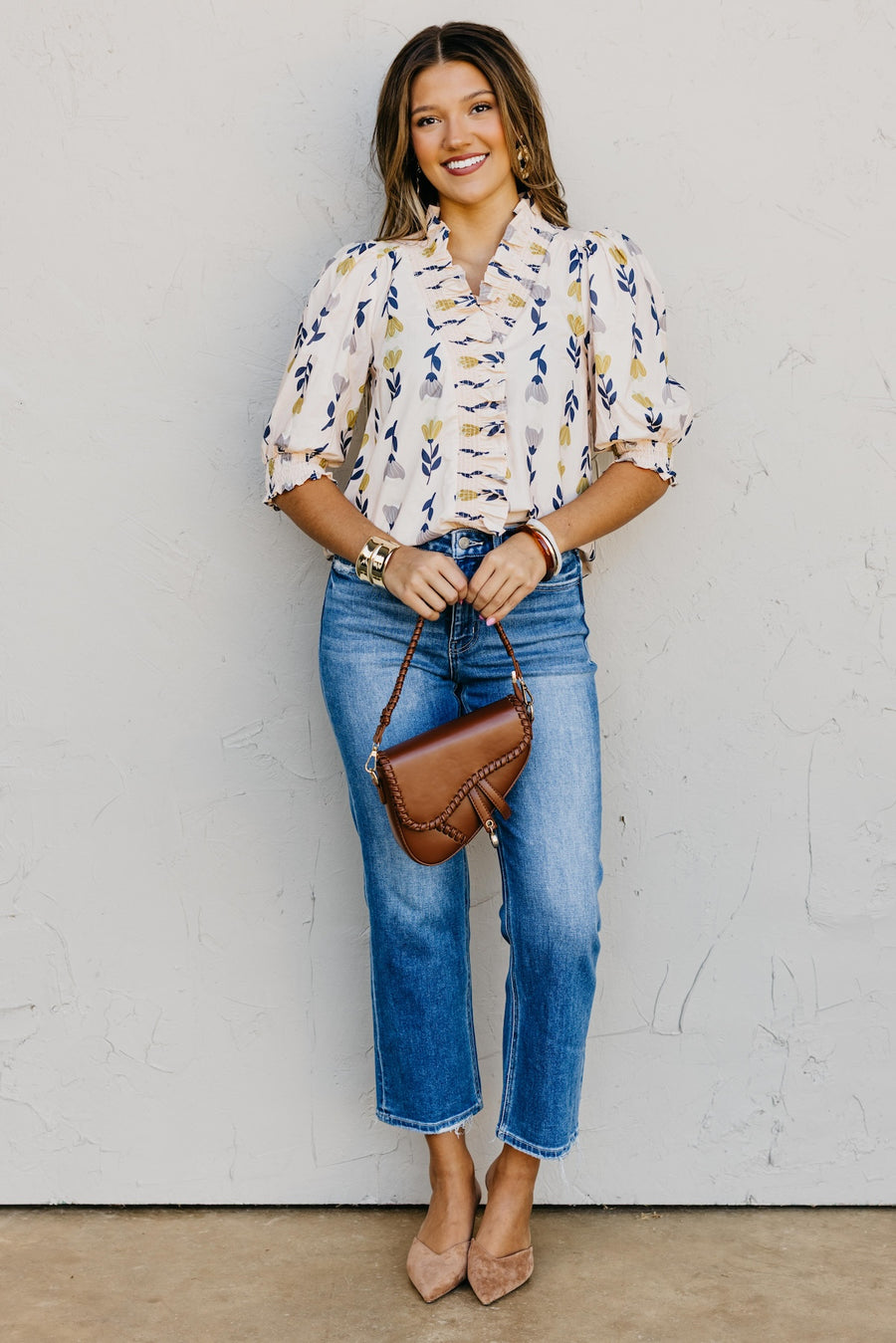 The Zarah Floral Ruffle Woven Top