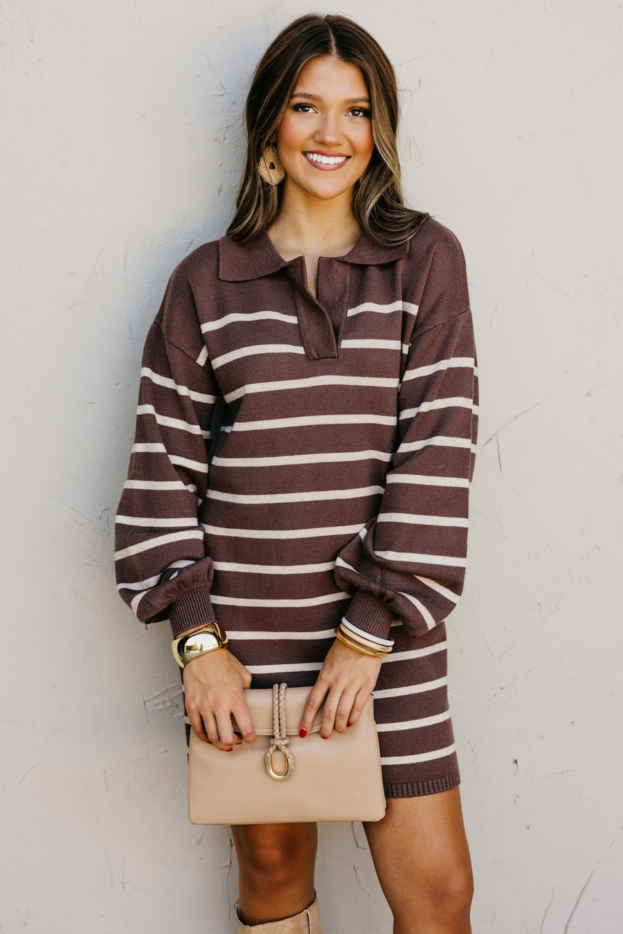 The Rhodes Striped Mini Sweater Dress