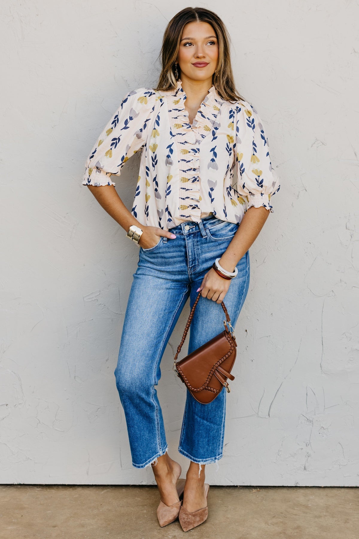 The Zarah Floral Ruffle Woven Top