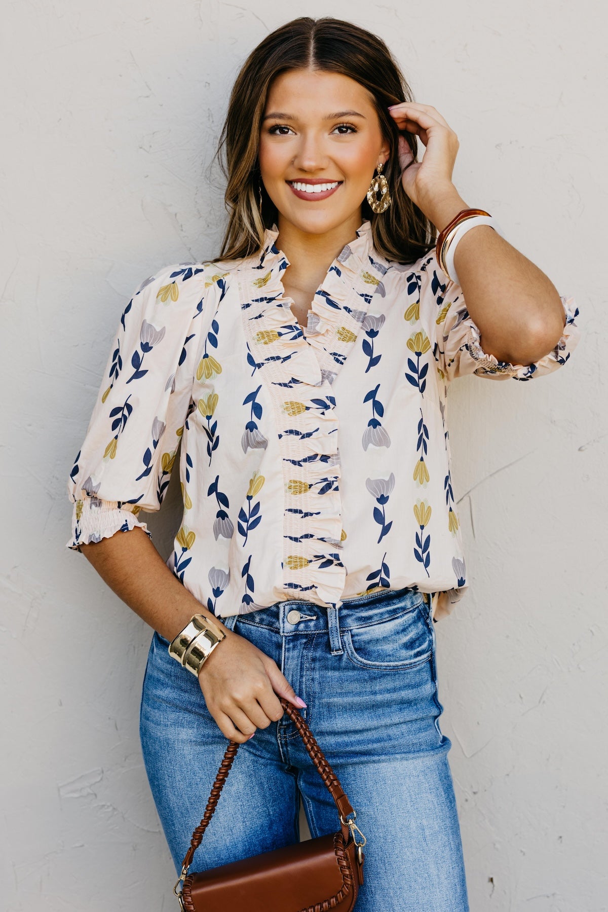 The Zarah Floral Ruffle Woven Top