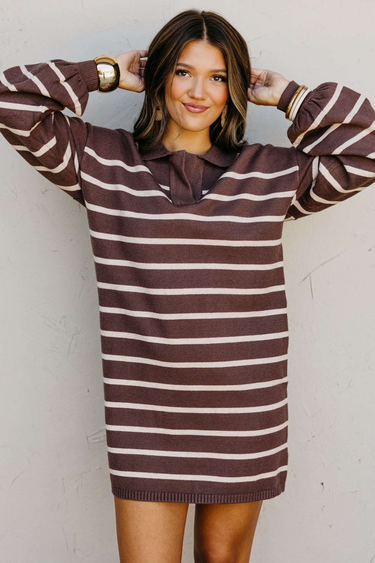 The Rhodes Striped Mini Sweater Dress