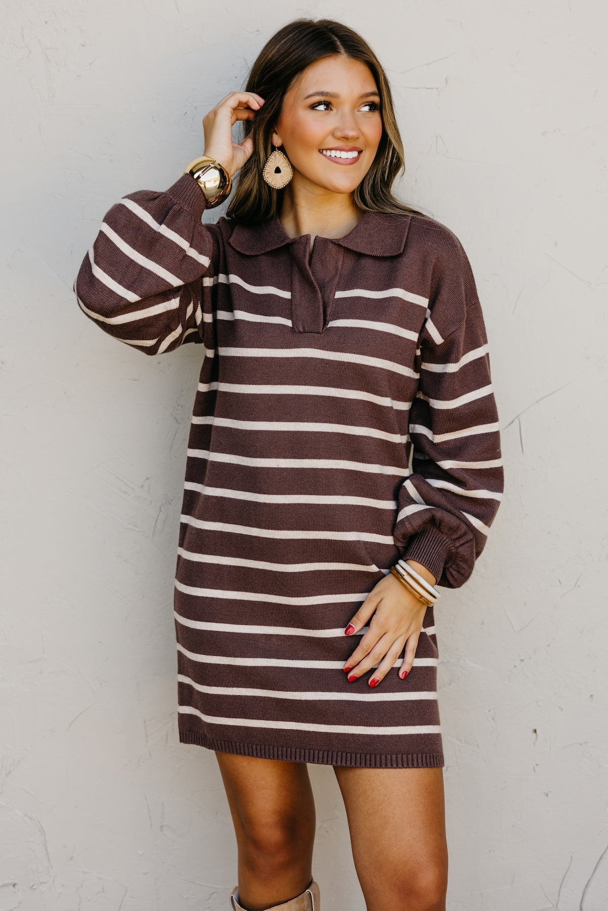 The Rhodes Striped Mini Sweater Dress