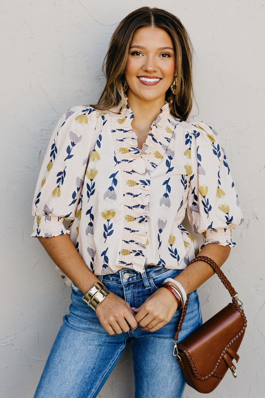 The Zarah Floral Ruffle Woven Top
