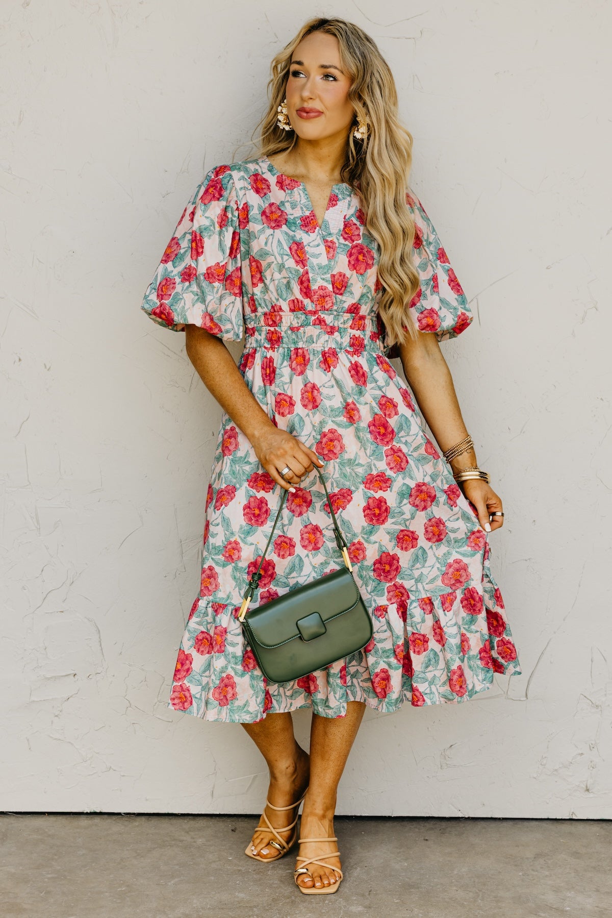 The Della Woven Floral Midi Dress