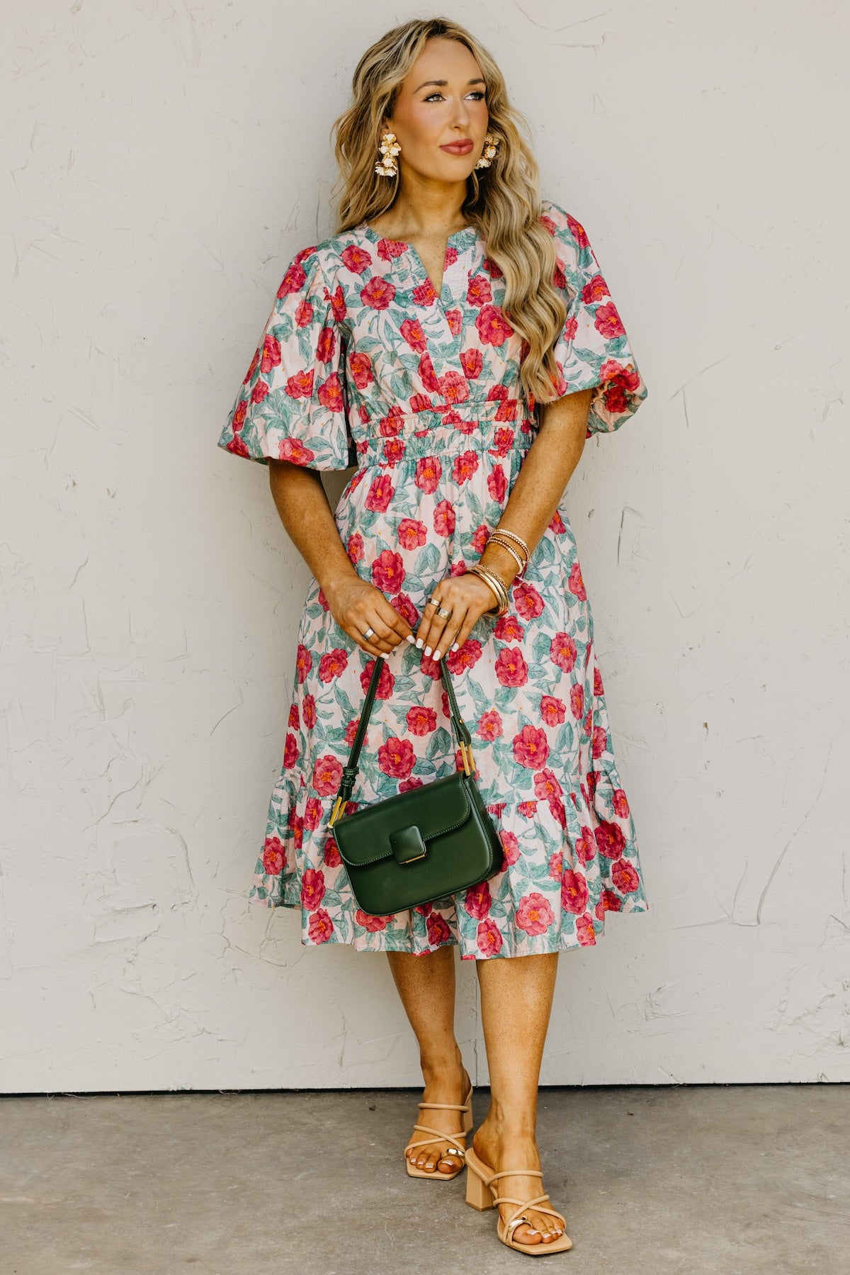 The Della Woven Floral Midi Dress