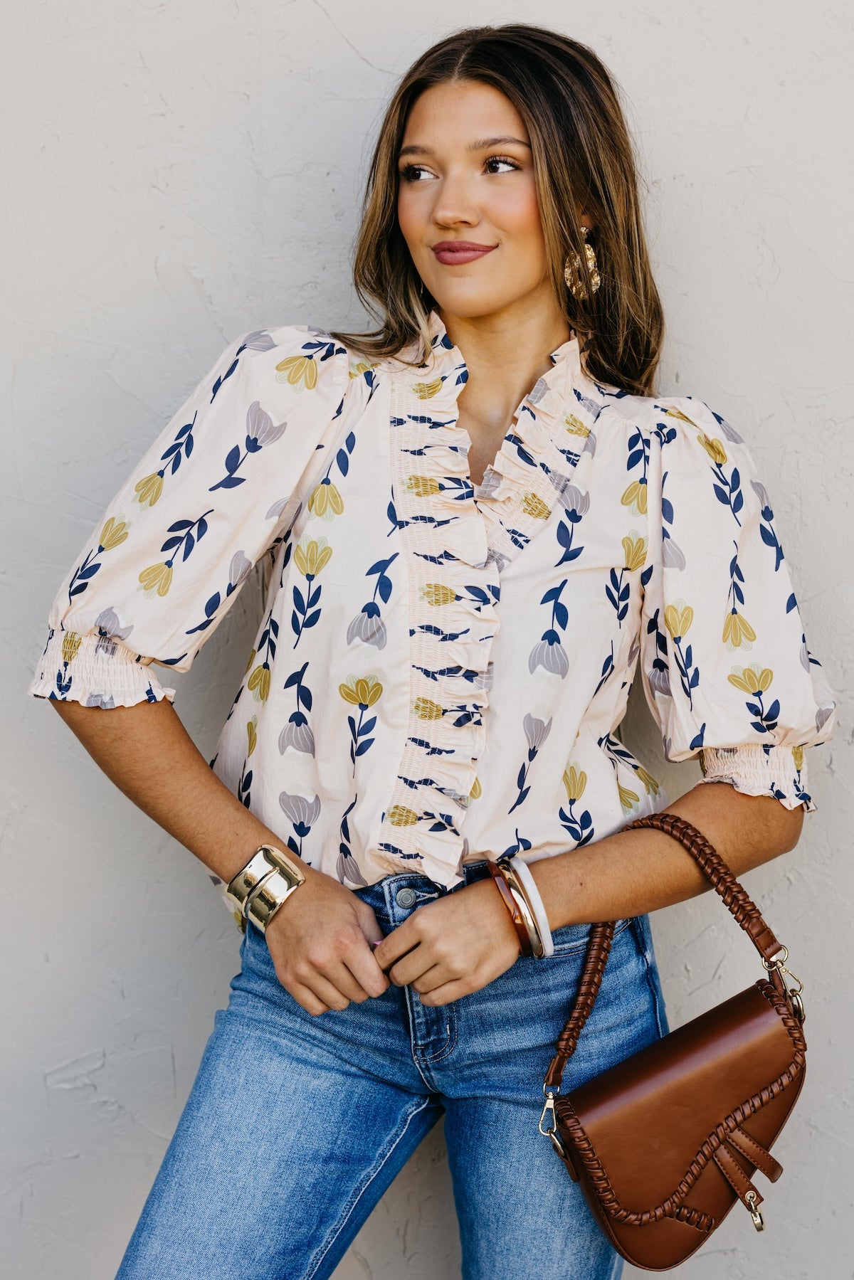 The Zarah Floral Ruffle Woven Top