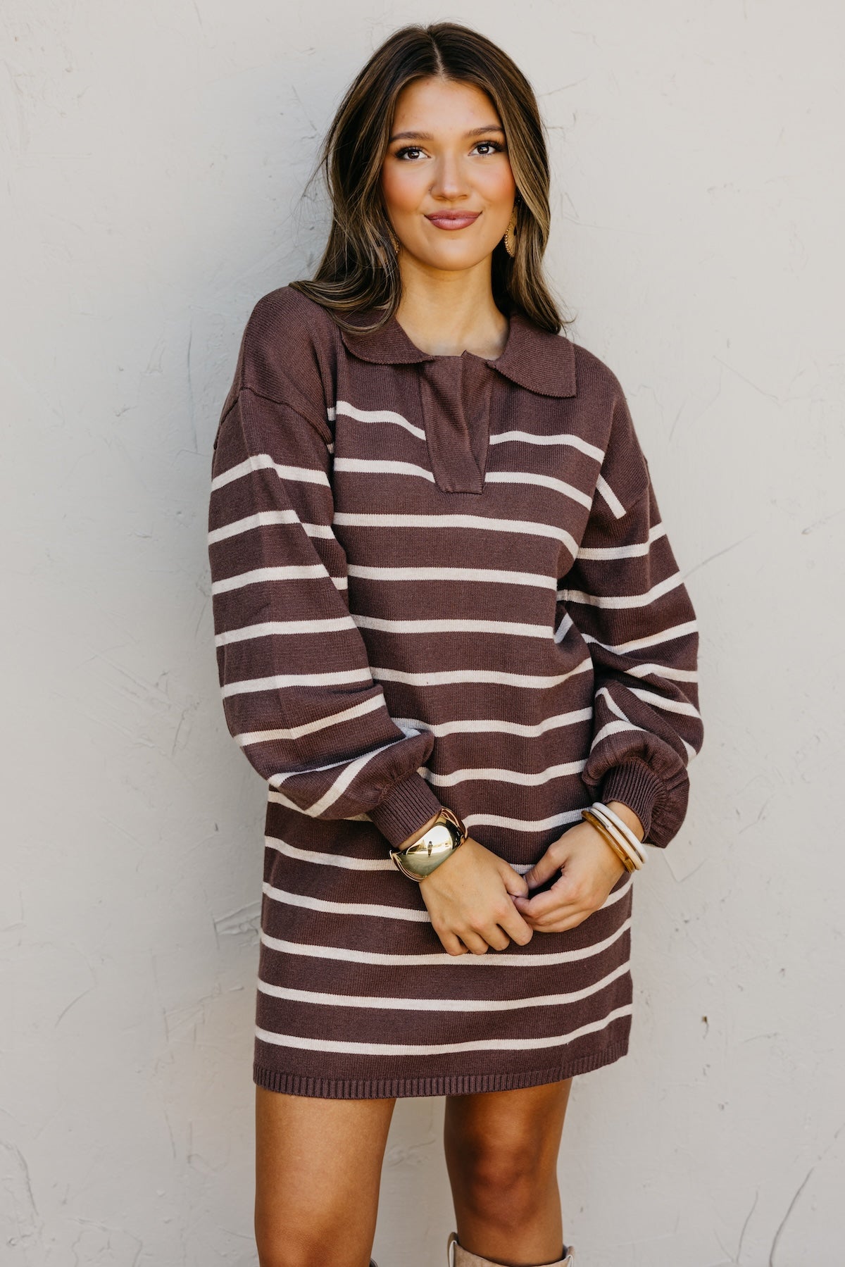 The Rhodes Striped Mini Sweater Dress