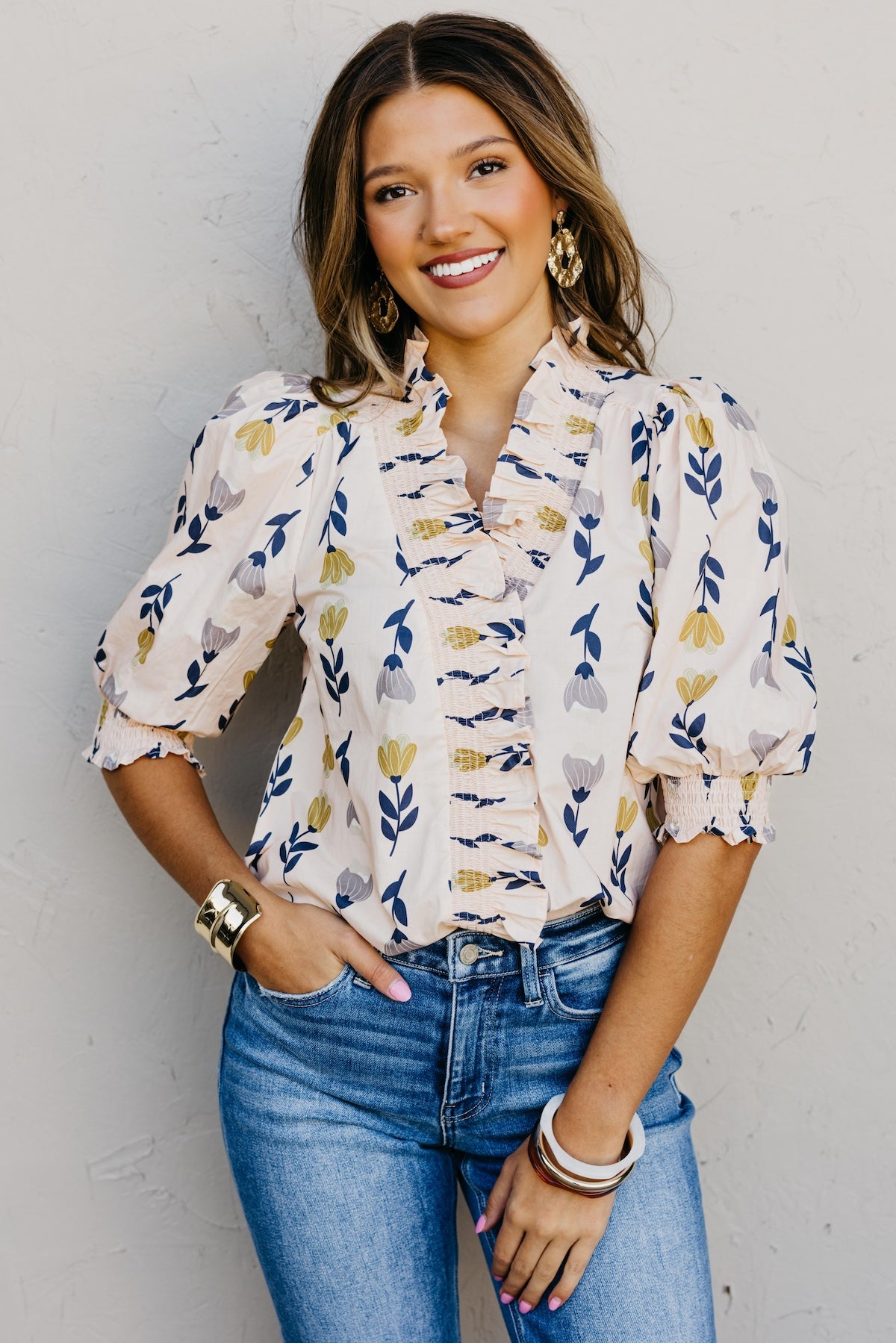 The Zarah Floral Ruffle Woven Top