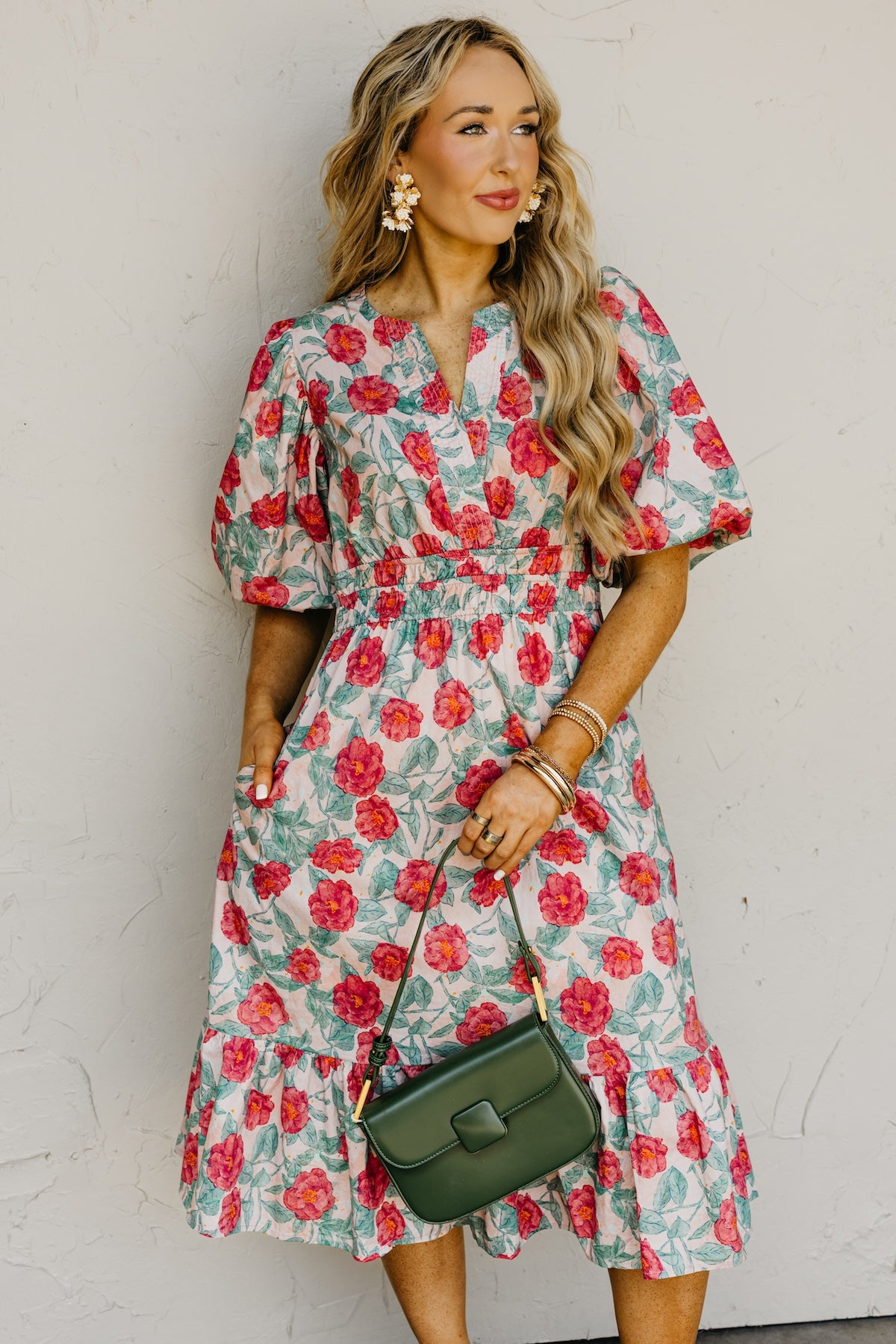 The Della Woven Floral Midi Dress