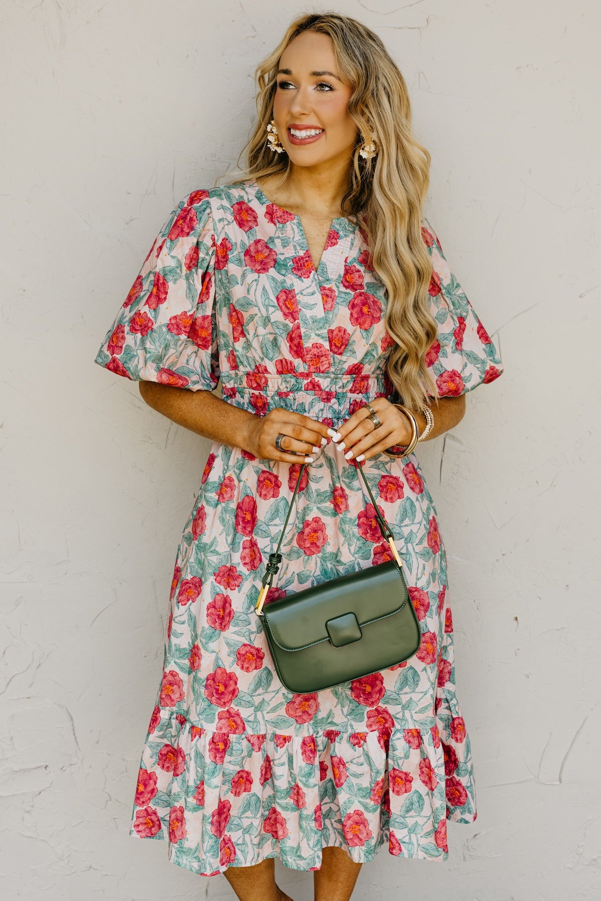 The Della Woven Floral Midi Dress