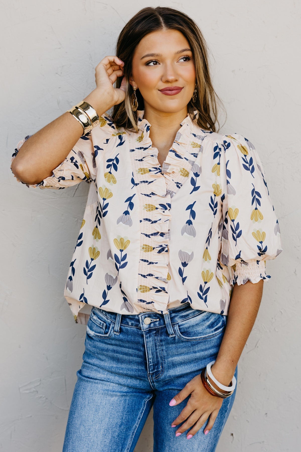 The Zarah Floral Ruffle Woven Top