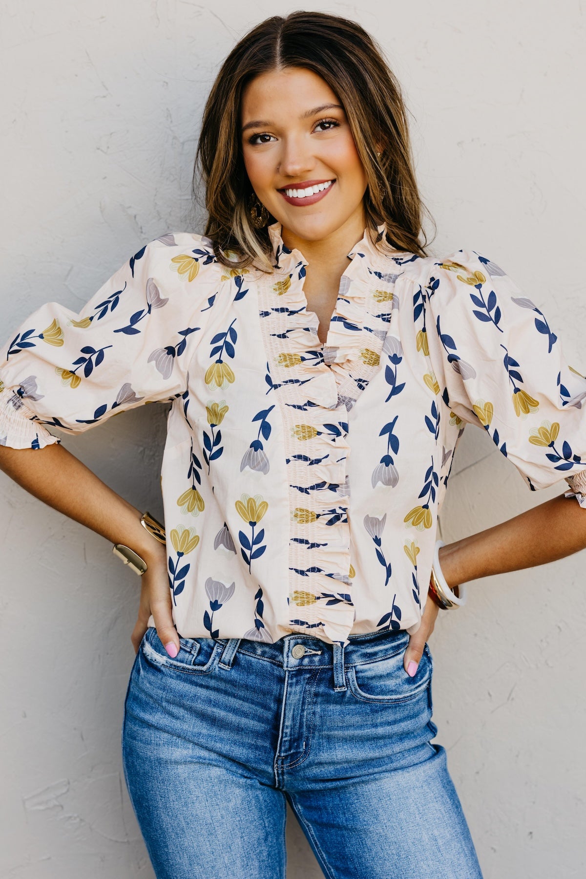 The Zarah Floral Ruffle Woven Top