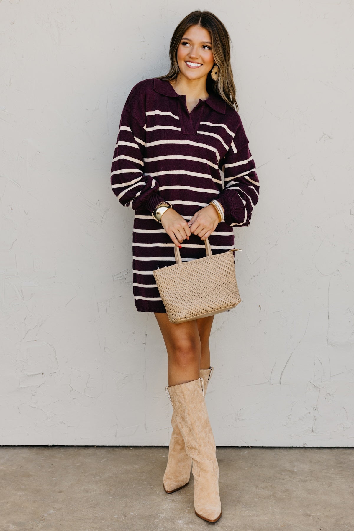 The Rhodes Striped Mini Sweater Dress