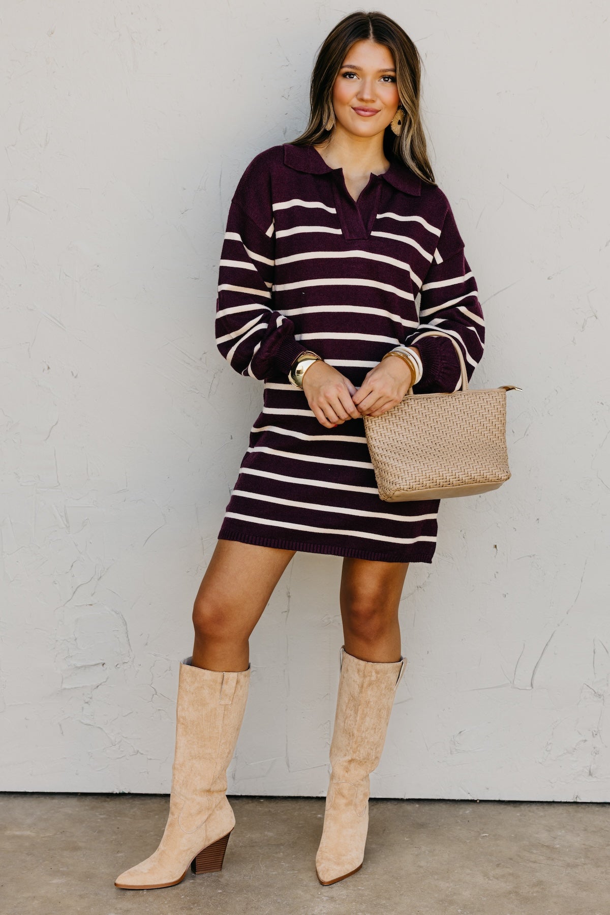 The Rhodes Striped Mini Sweater Dress
