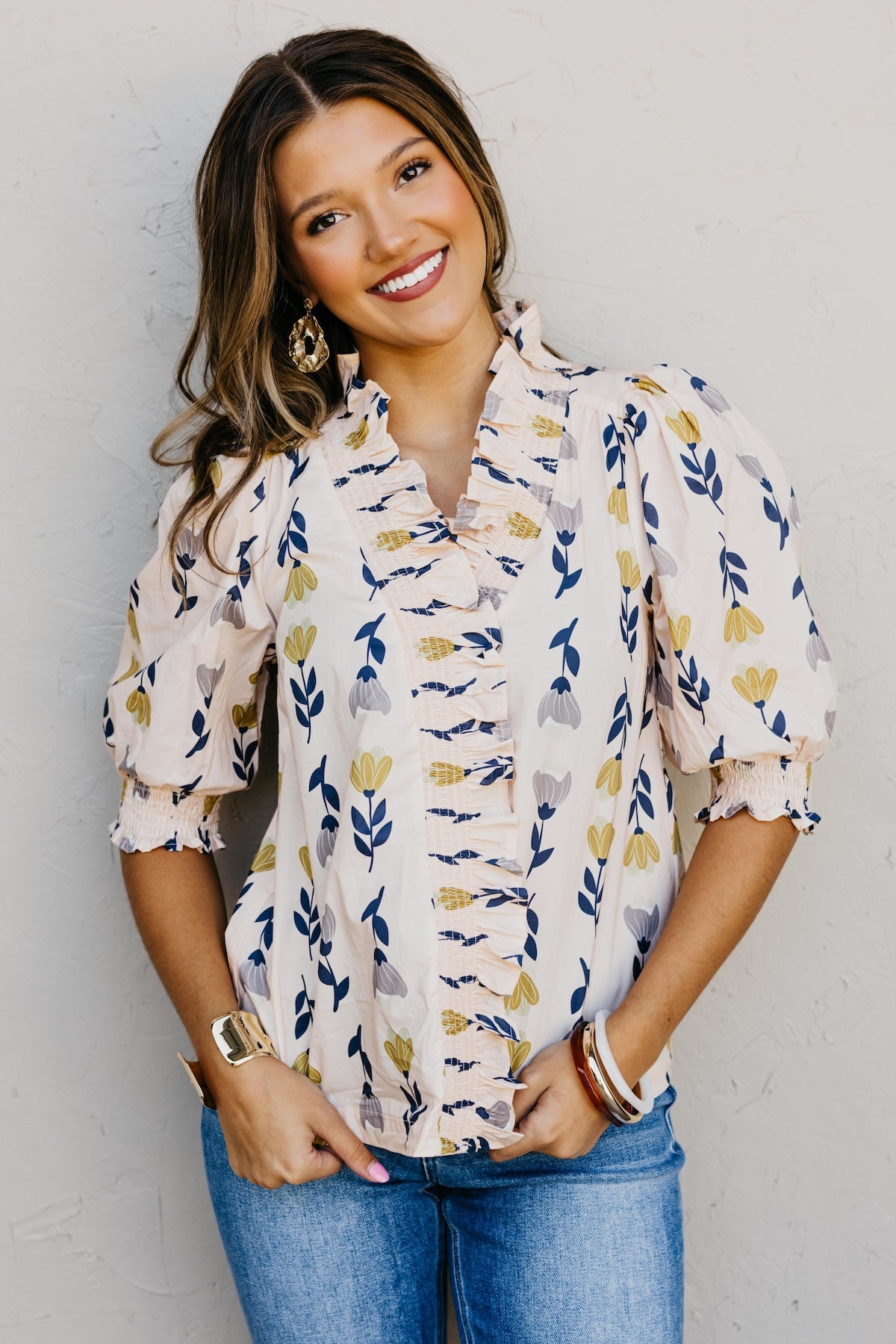 The Zarah Floral Ruffle Woven Top
