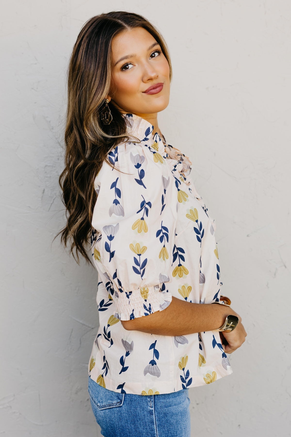 The Zarah Floral Ruffle Woven Top
