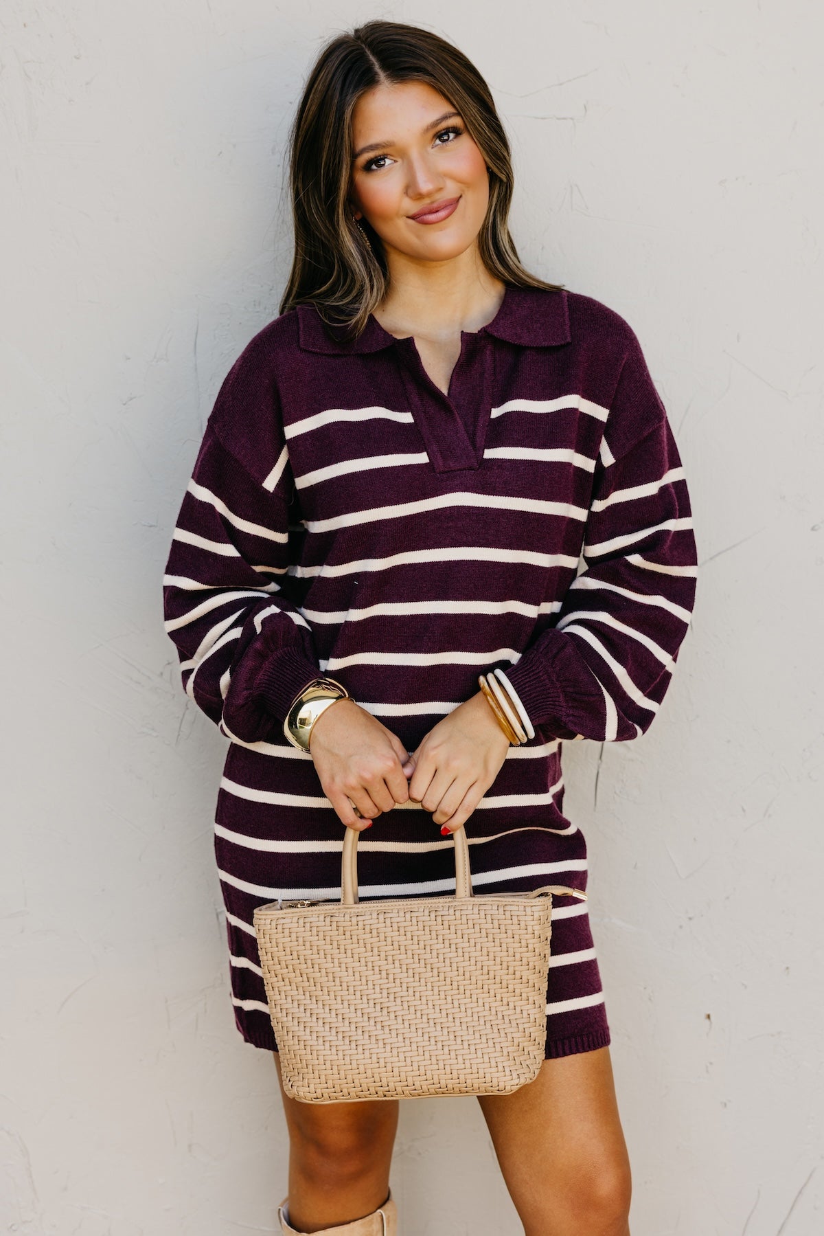 The Rhodes Striped Mini Sweater Dress