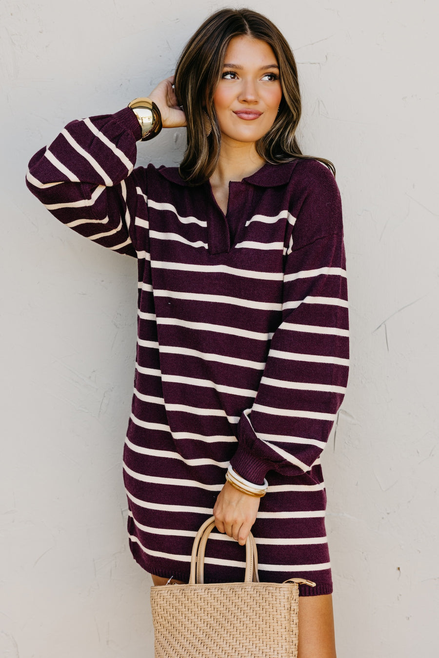 The Rhodes Striped Mini Sweater Dress