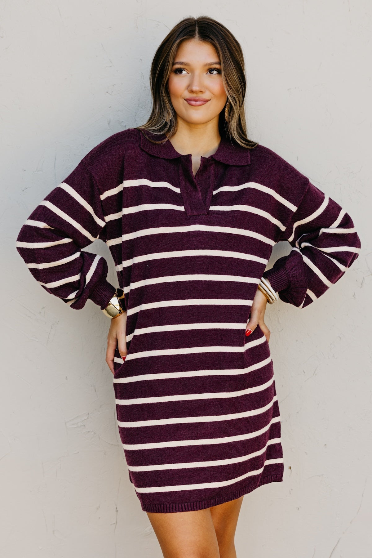 The Rhodes Striped Mini Sweater Dress
