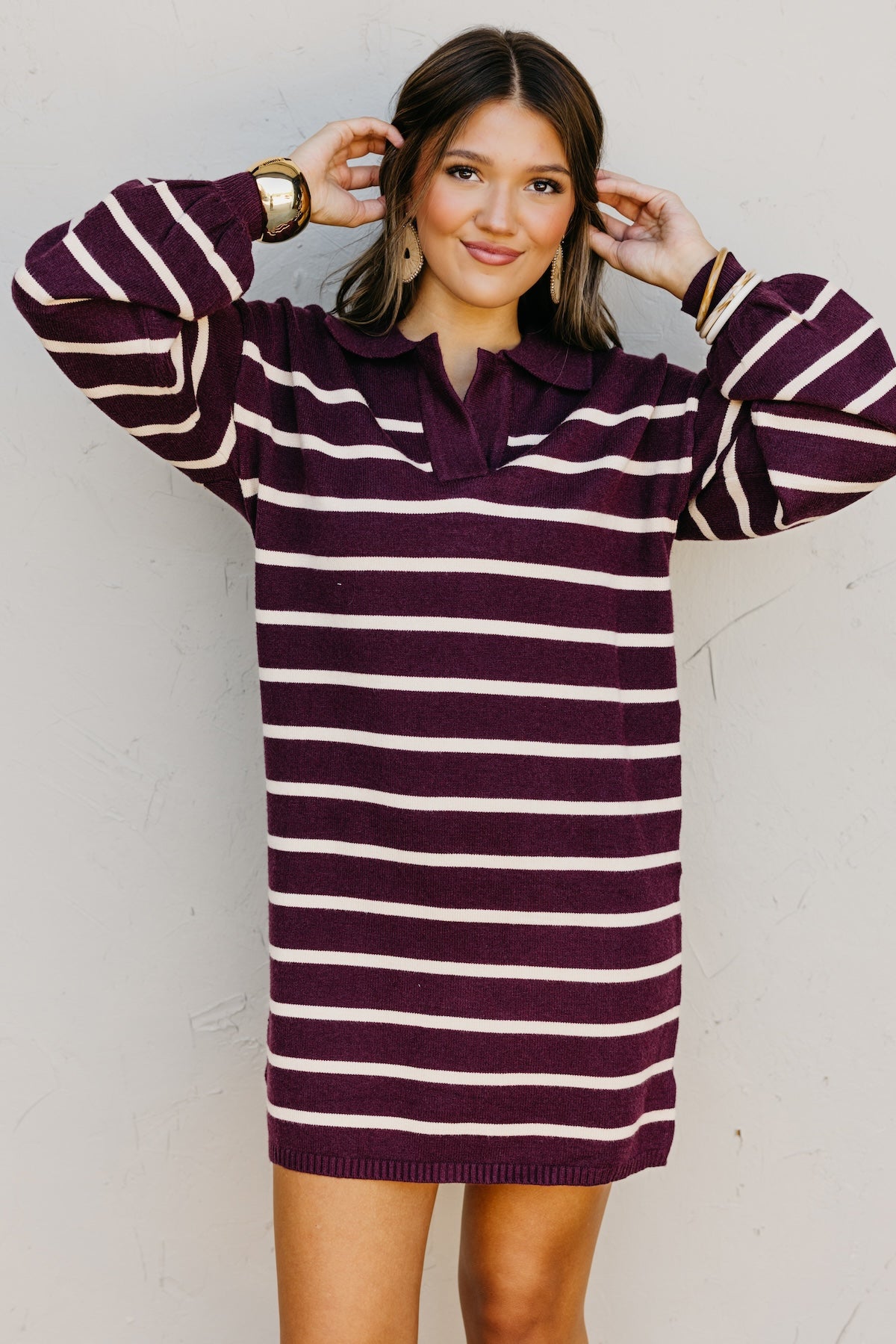 The Rhodes Striped Mini Sweater Dress