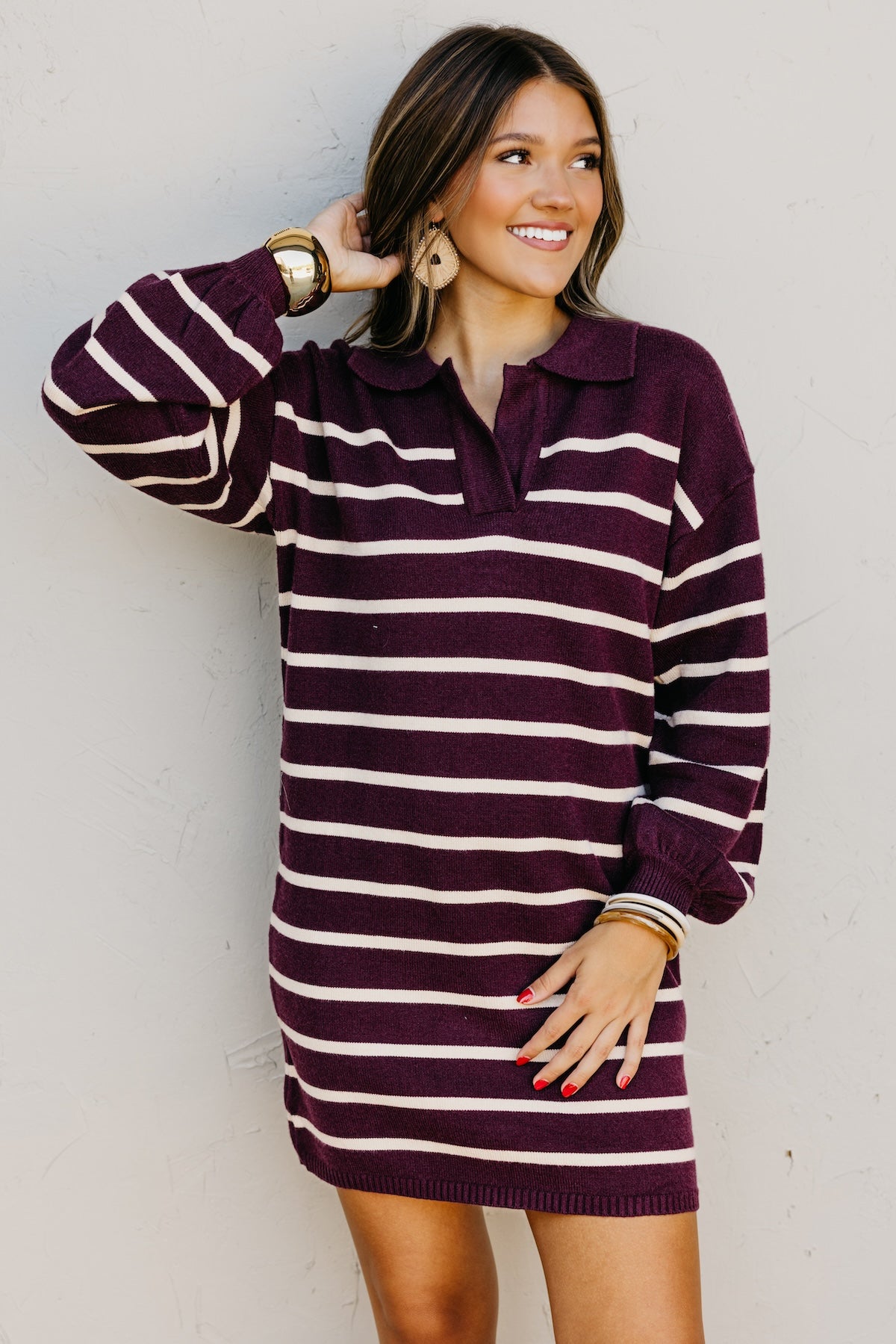 The Rhodes Striped Mini Sweater Dress