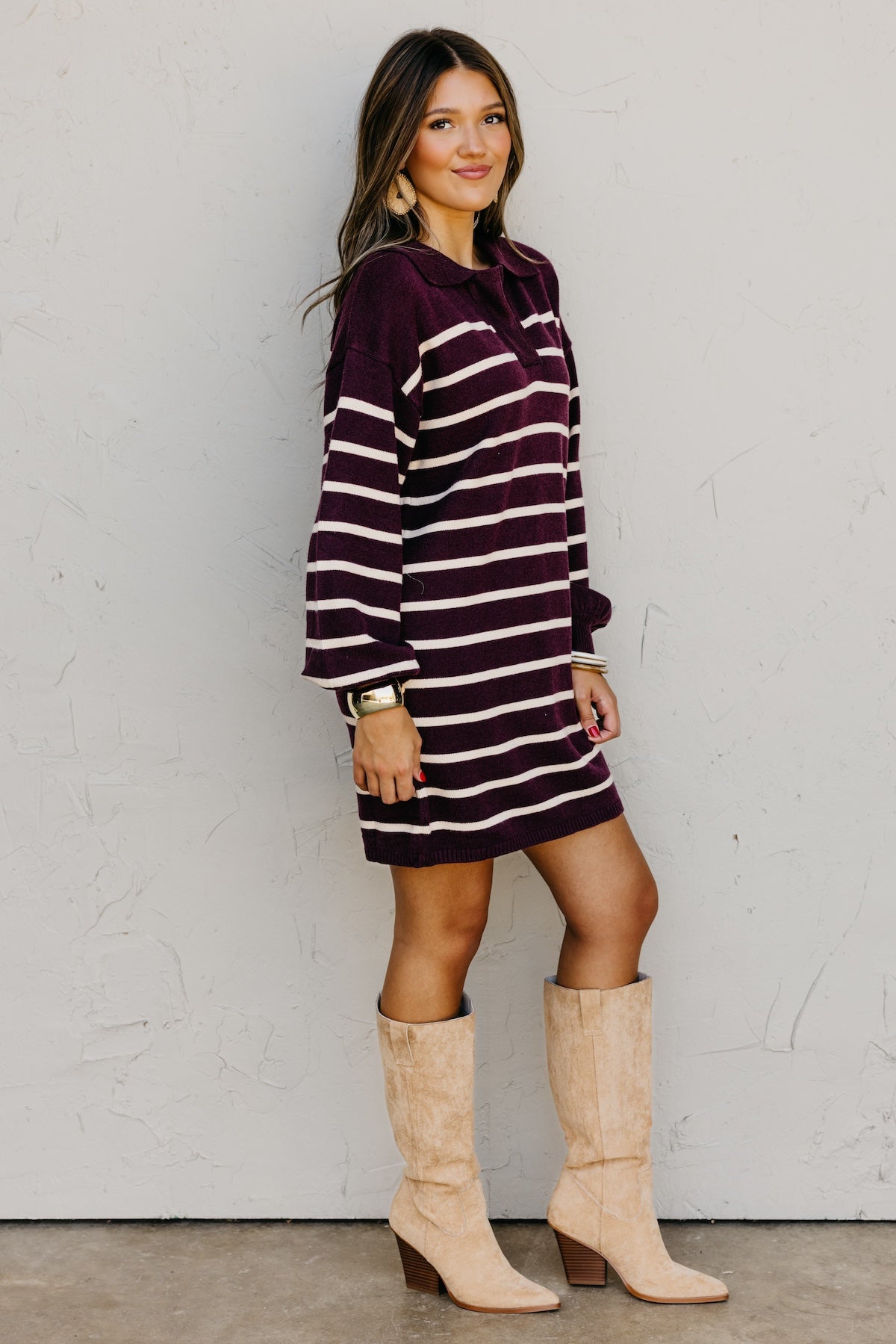 The Rhodes Striped Mini Sweater Dress