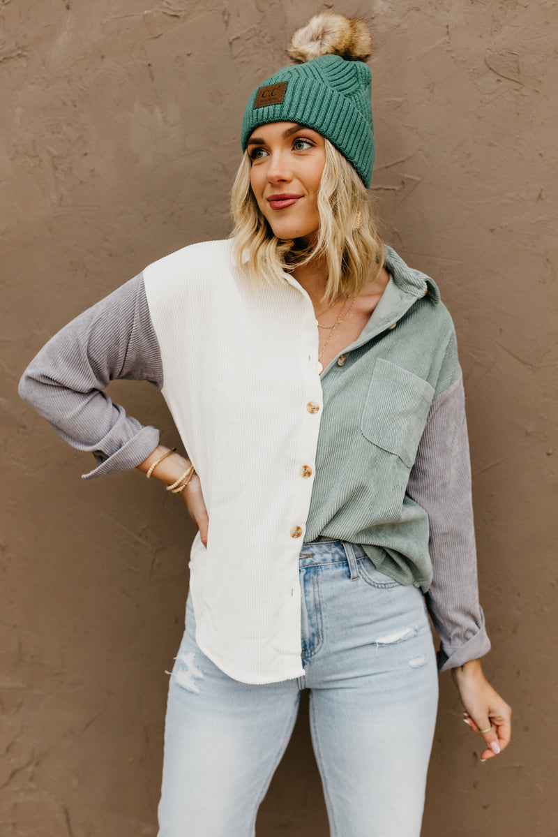 The Nolan Colorblock Corduroy Button Down