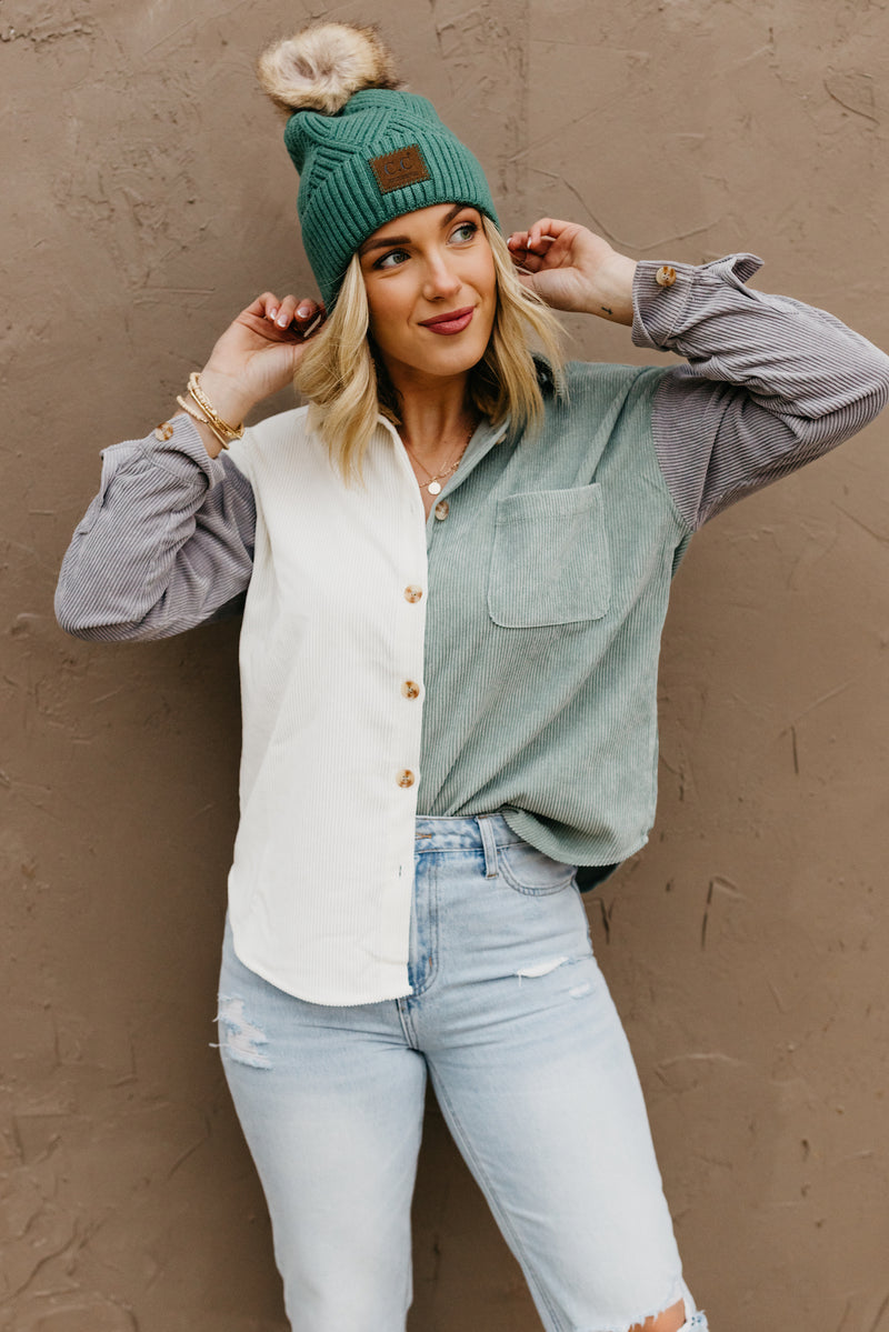 The Nolan Colorblock Corduroy Button Down