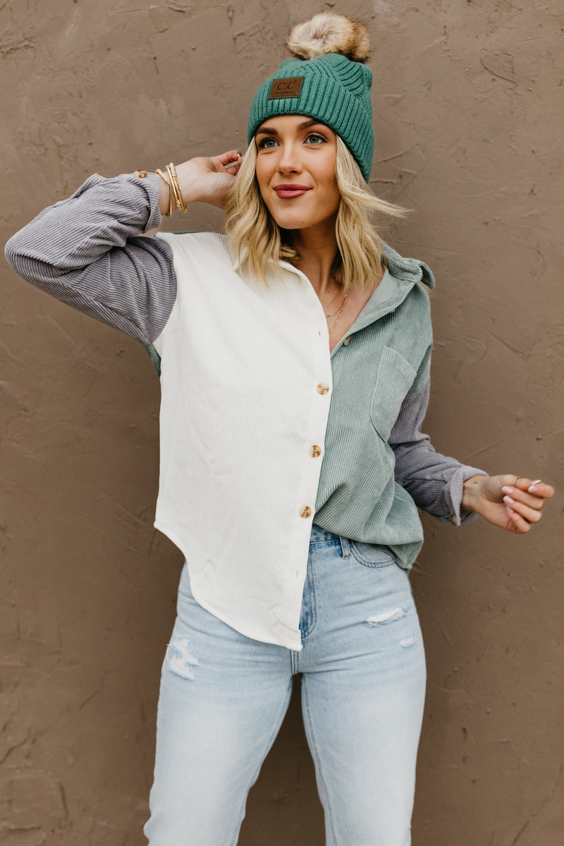 The Nolan Colorblock Corduroy Button Down