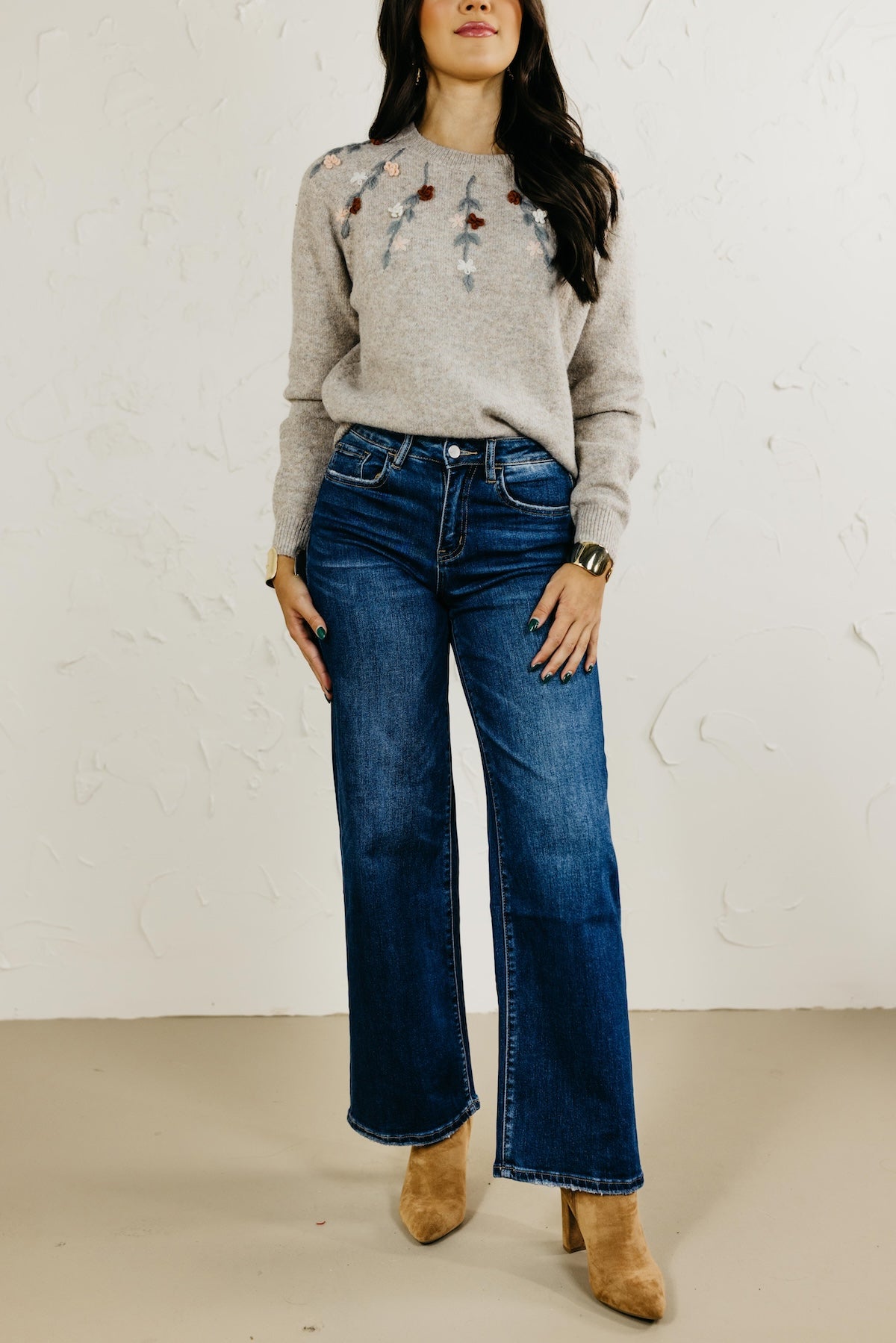 Flying Monkey | High Rise Dark Wash Full Length Wide Denim