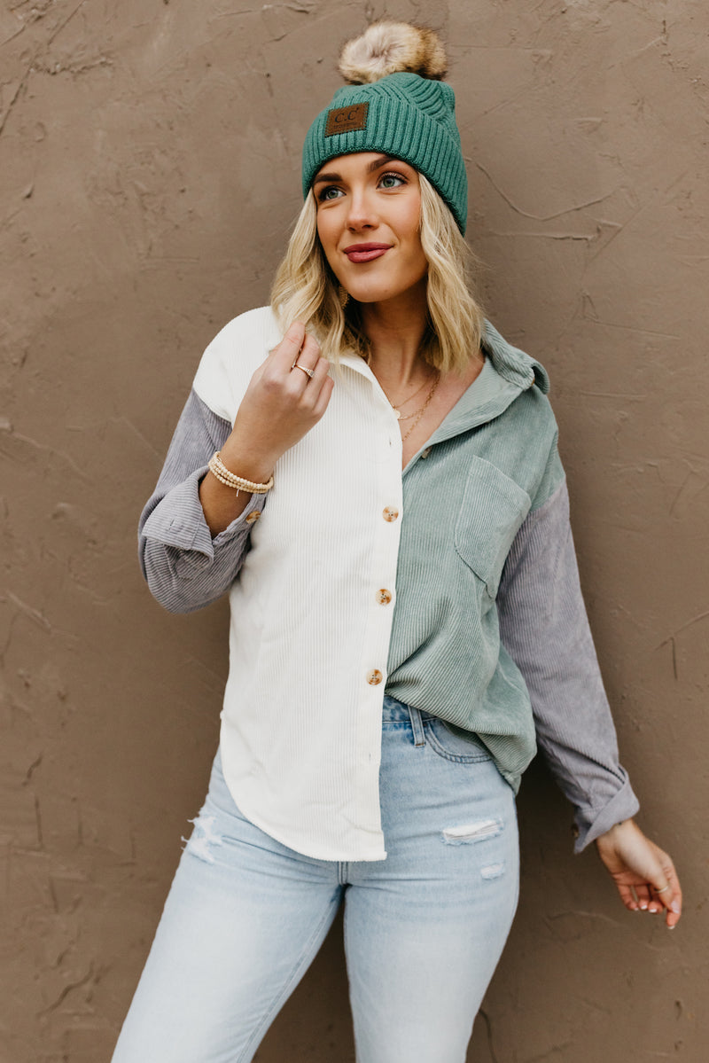 The Nolan Colorblock Corduroy Button Down