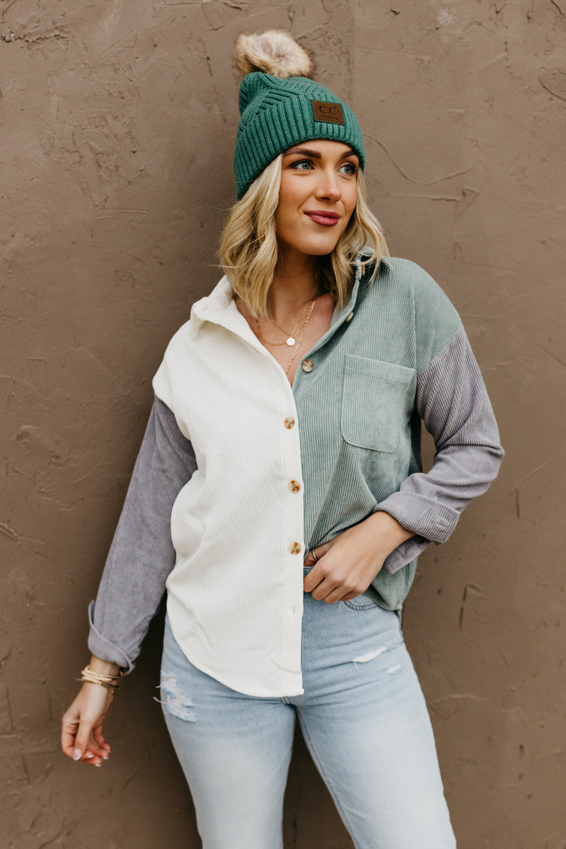 The Nolan Colorblock Corduroy Button Down