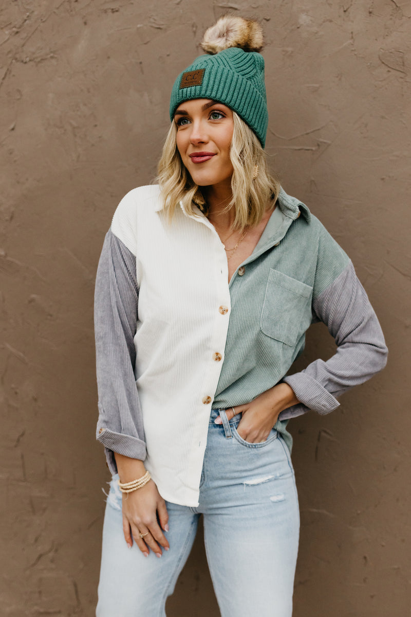 The Nolan Colorblock Corduroy Button Down