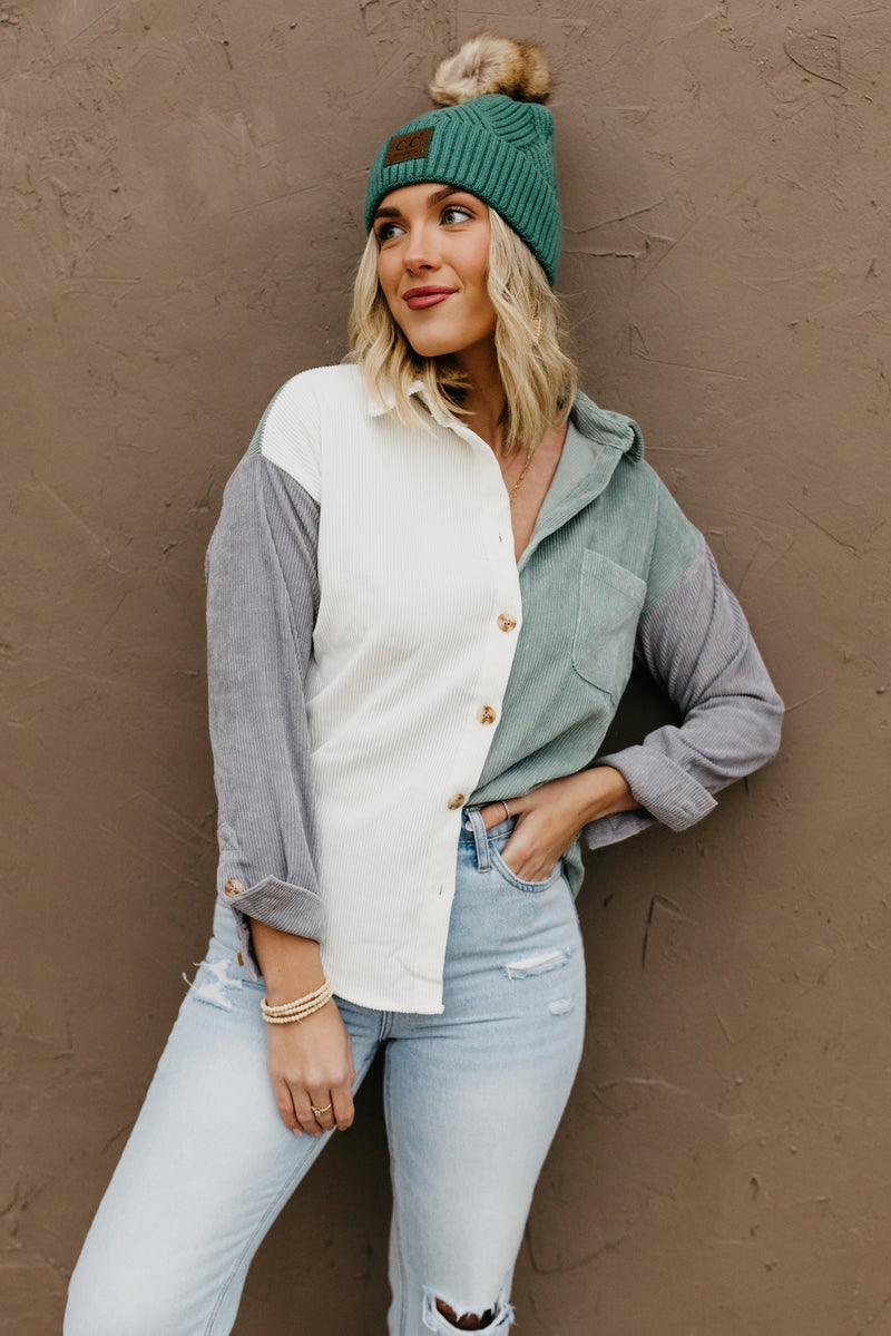 The Nolan Colorblock Corduroy Button Down