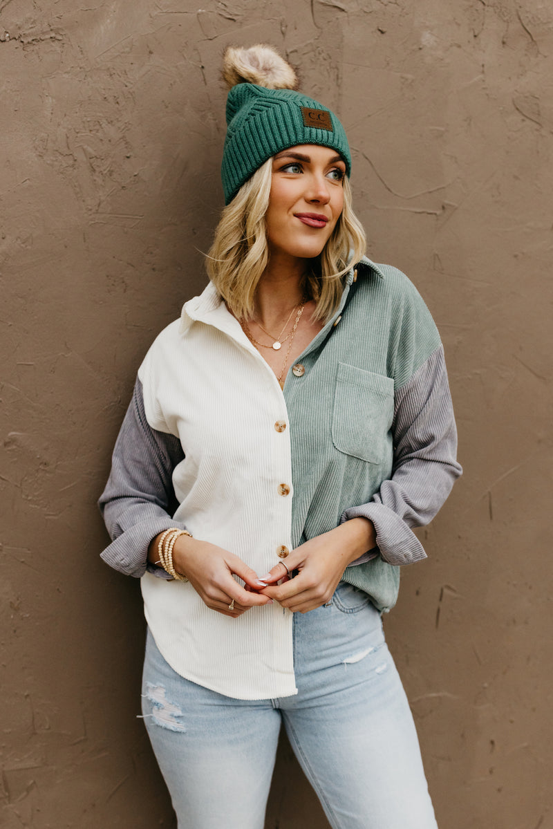 The Nolan Colorblock Corduroy Button Down