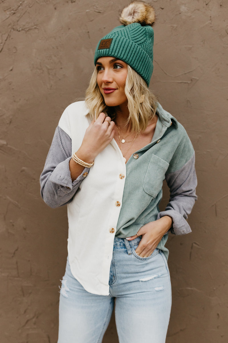The Nolan Colorblock Corduroy Button Down