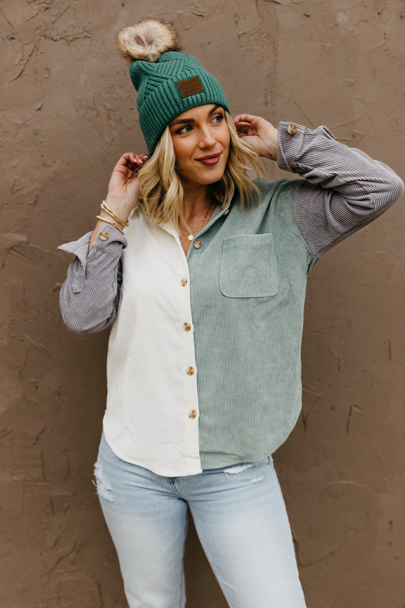 The Nolan Colorblock Corduroy Button Down