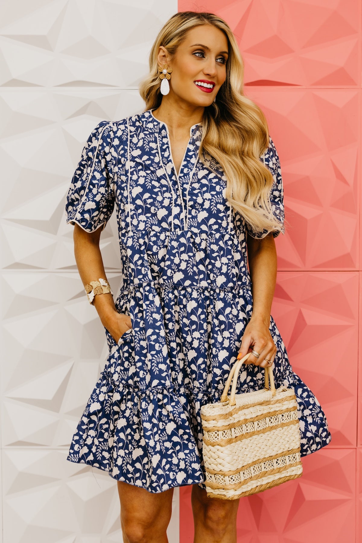 The Erin Tiered Scallop Mini Dress