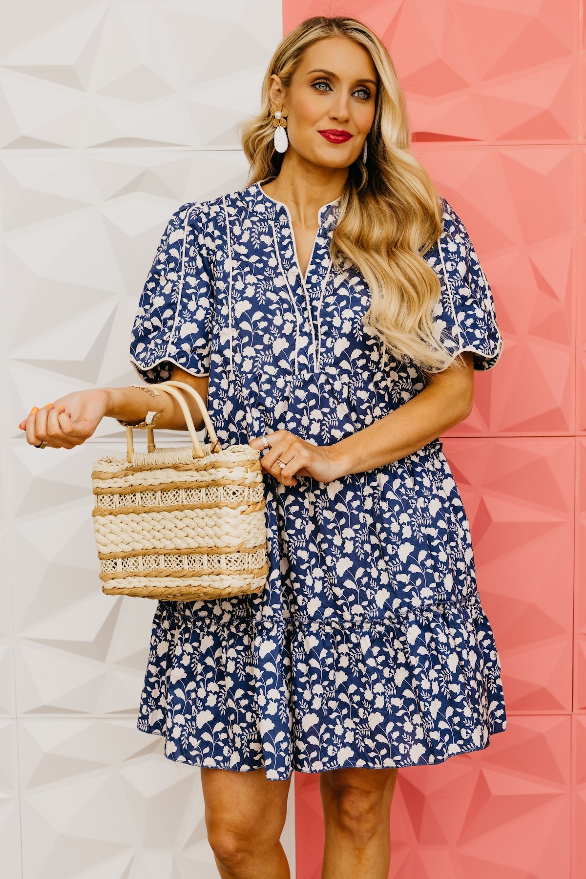 The Erin Tiered Scallop Mini Dress