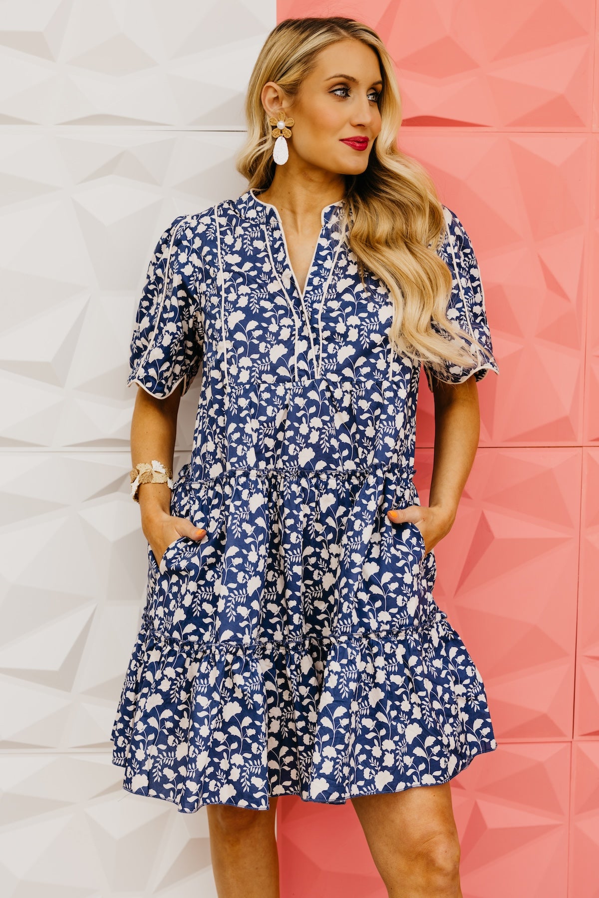 The Erin Tiered Scallop Mini Dress