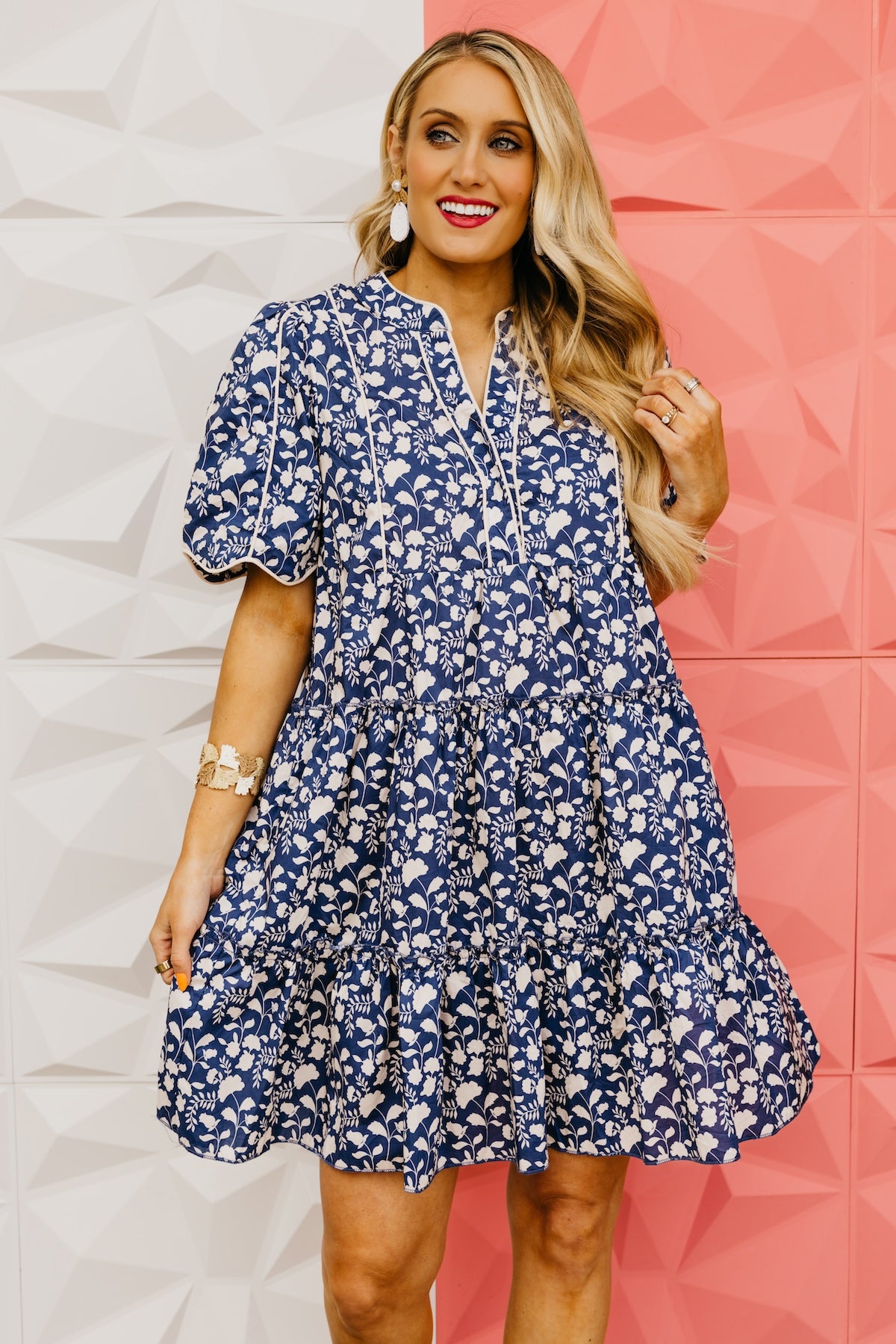 The Erin Tiered Scallop Mini Dress