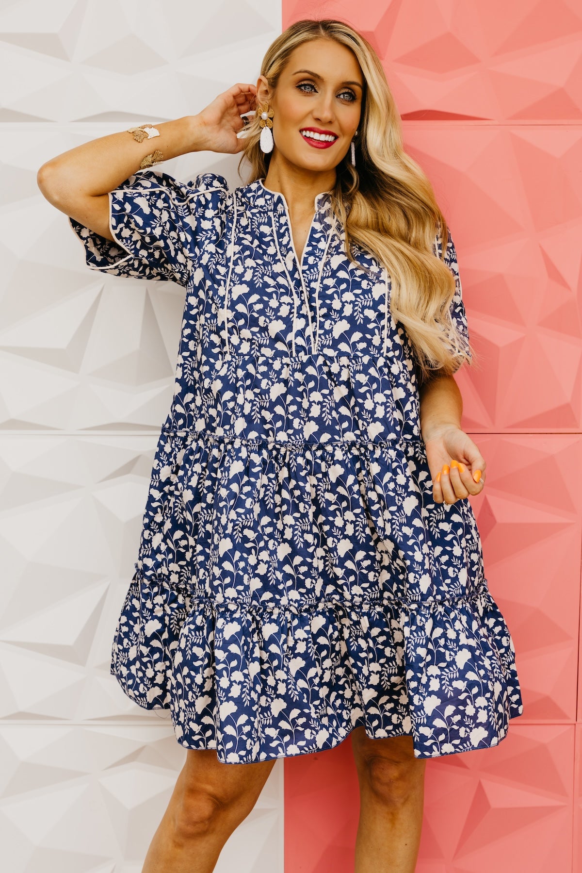 The Erin Tiered Scallop Mini Dress